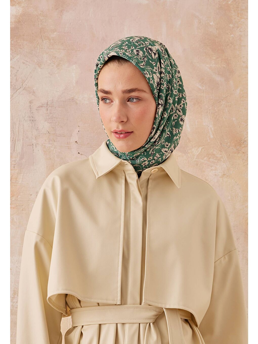 Estelle Desen Pamuk İpek Eşarp Yeşil-1