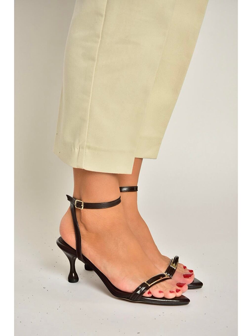 Kahverengi Kadın Topuklu Ayakkabı Y590460760-2