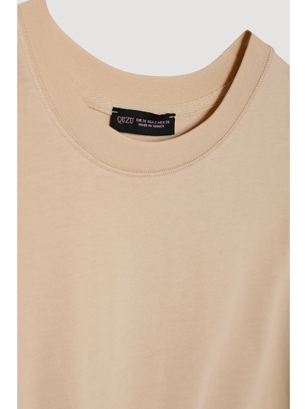 Oversize Basic Tişört Bej-1