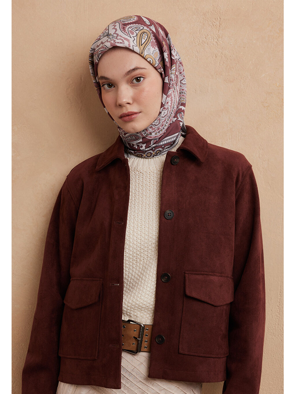 Lena Desen Pamuk İpek Eşarp Vıntage Pembe