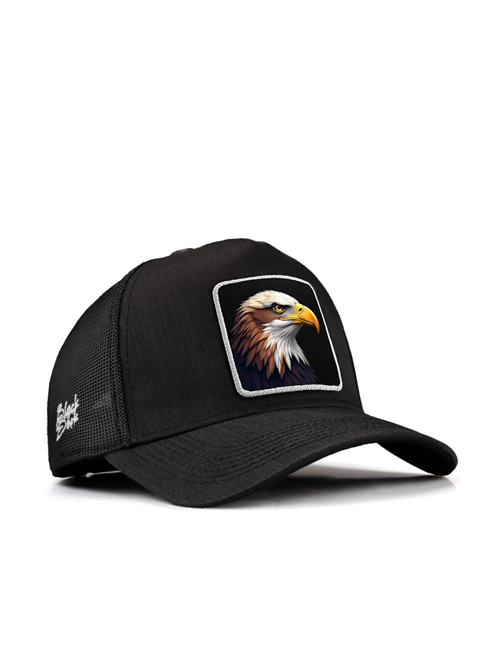 Kartal Logolu Siyah Cordura Trucker Şapka