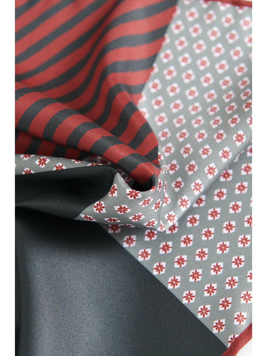 Erkek Yeşil-Bordo Desenli Mendil-1