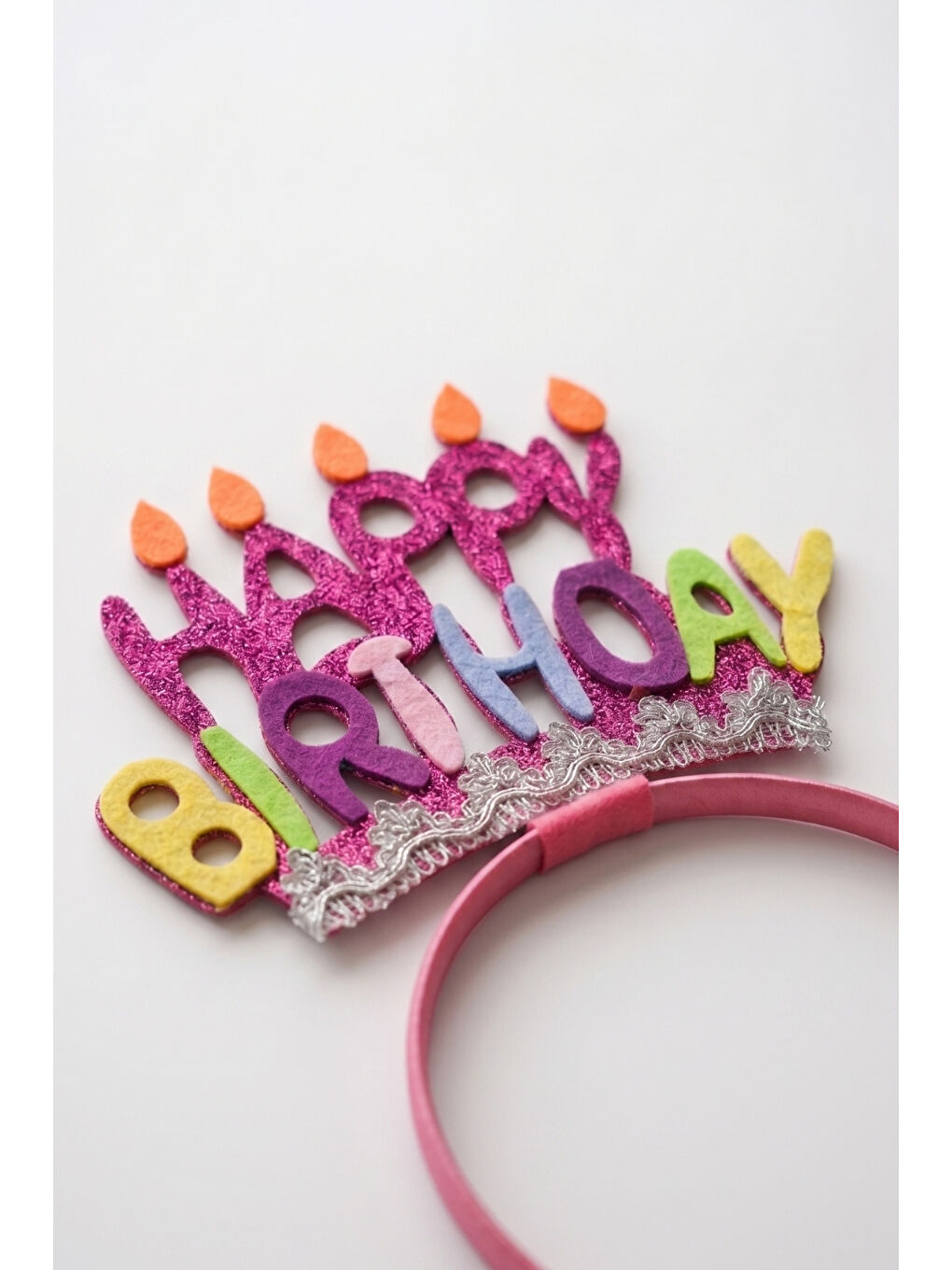 Karışık Çok Renkli Pastel Tonları Happy Birthday Kız Çocuk Parti Tacı-1