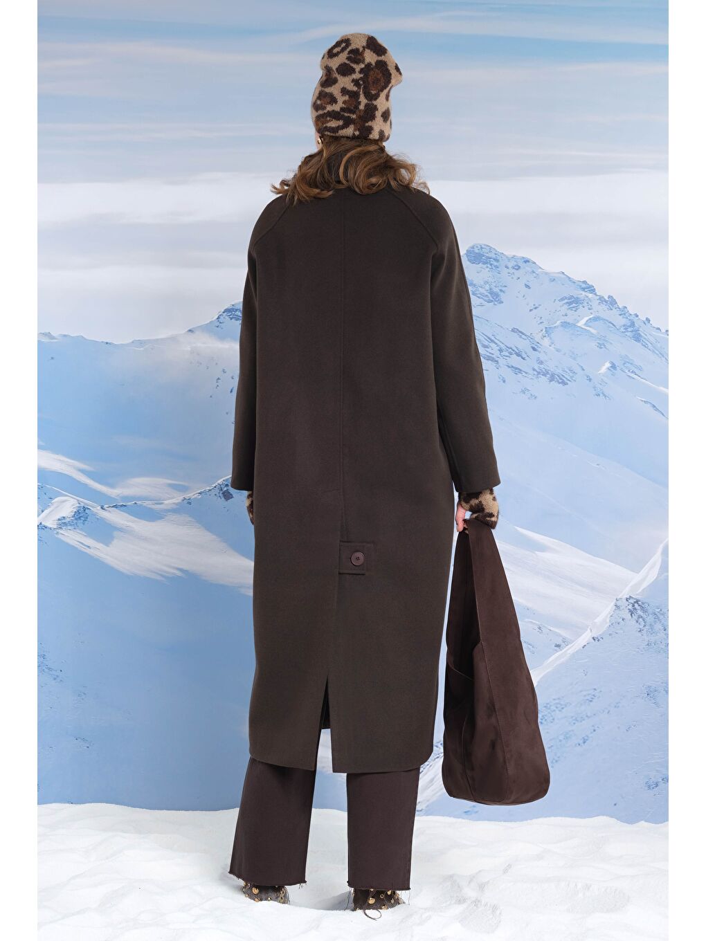 Kahverengi Uzun Kaşe Kaban Koyu Kahve-4