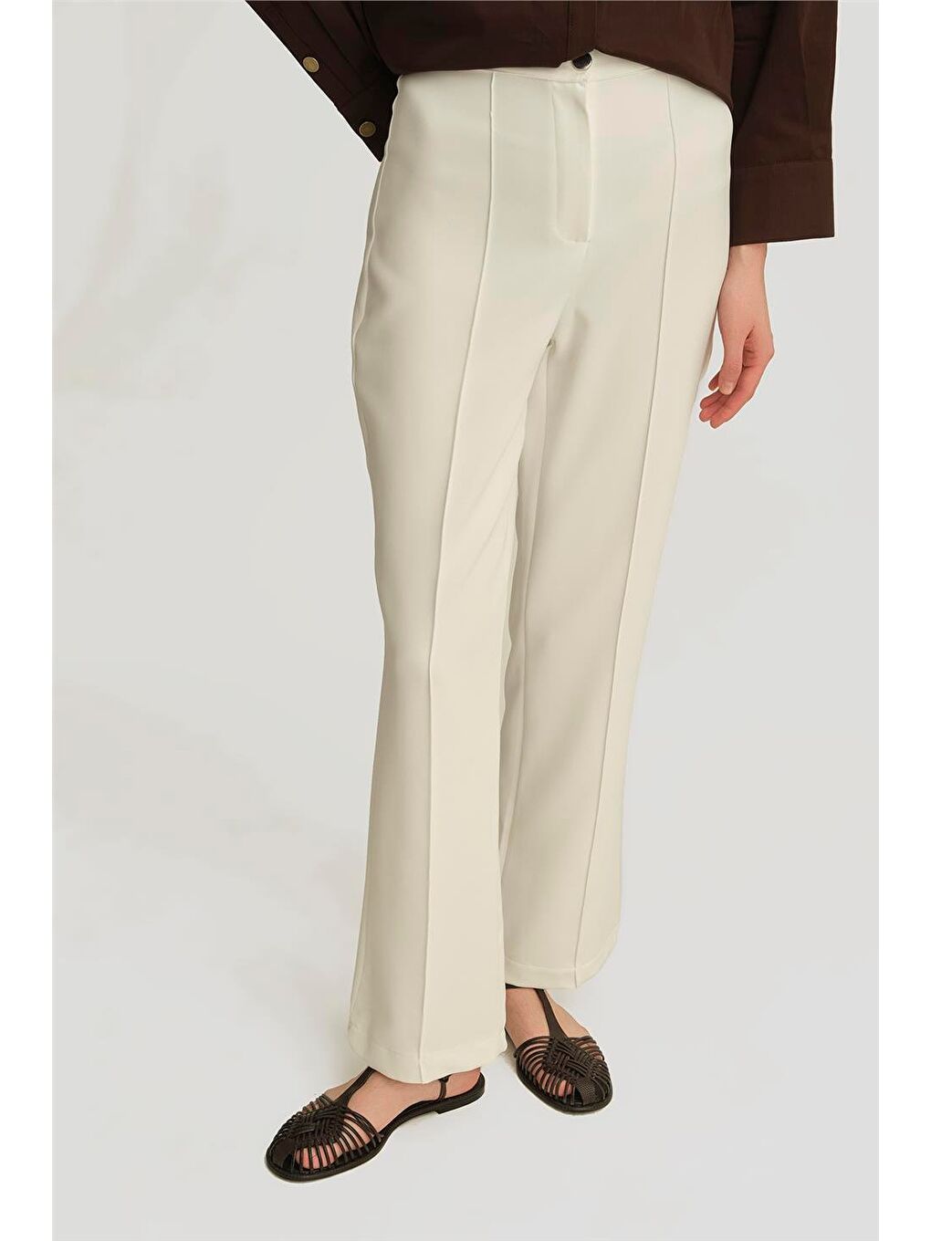 Flare Pantolon 25Yt232 Ekru-3