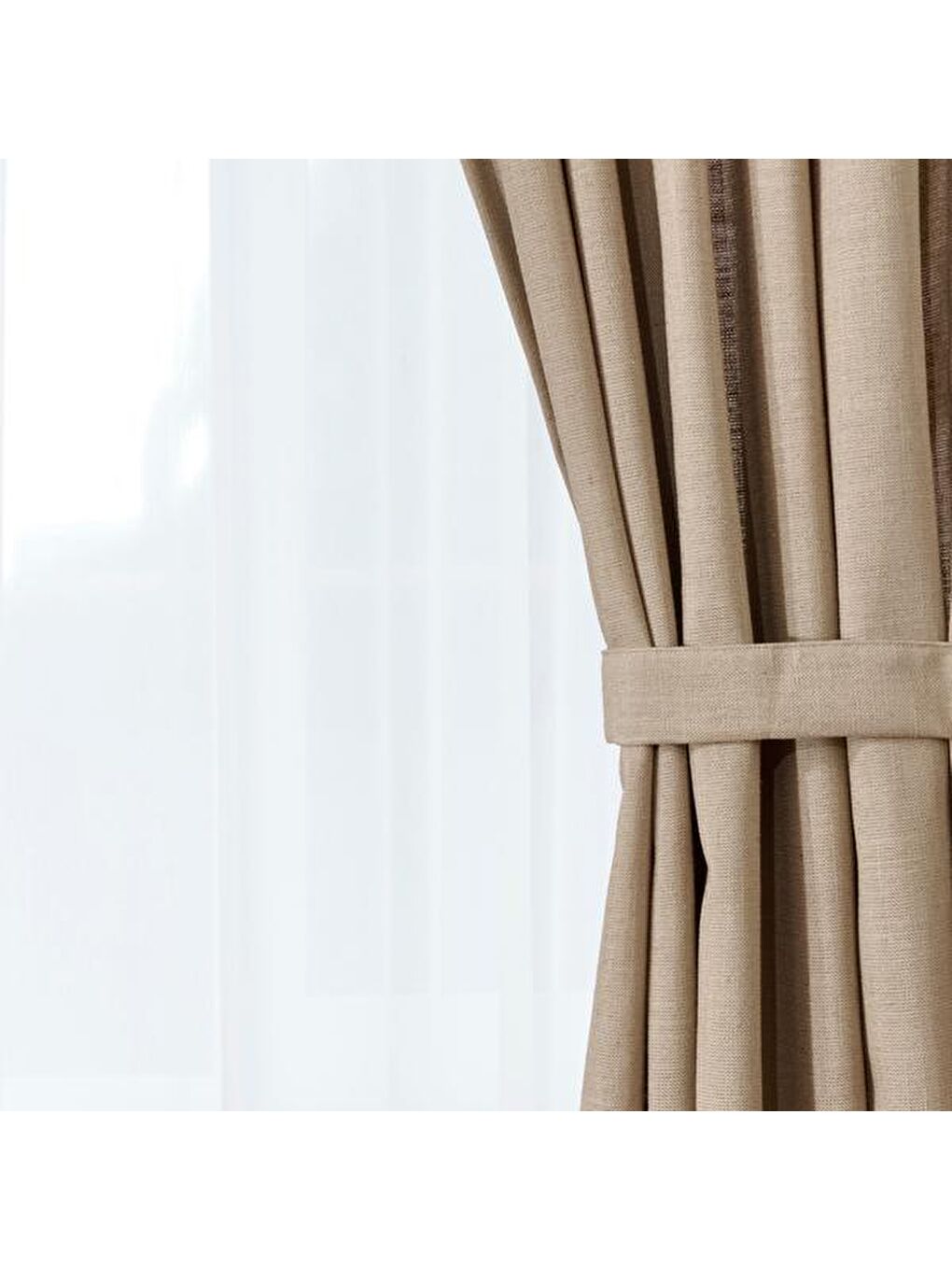 Evidea Soft Bella Keten Perde - Bej - 140x270 cm