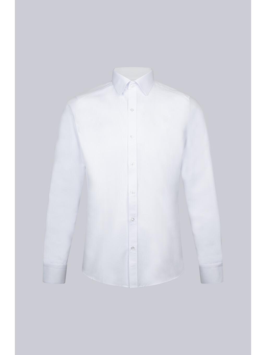 Beyaz Slim Fit Desenli Slim Yaka Pamuklu Uzun Kollu Klasik Gömlek