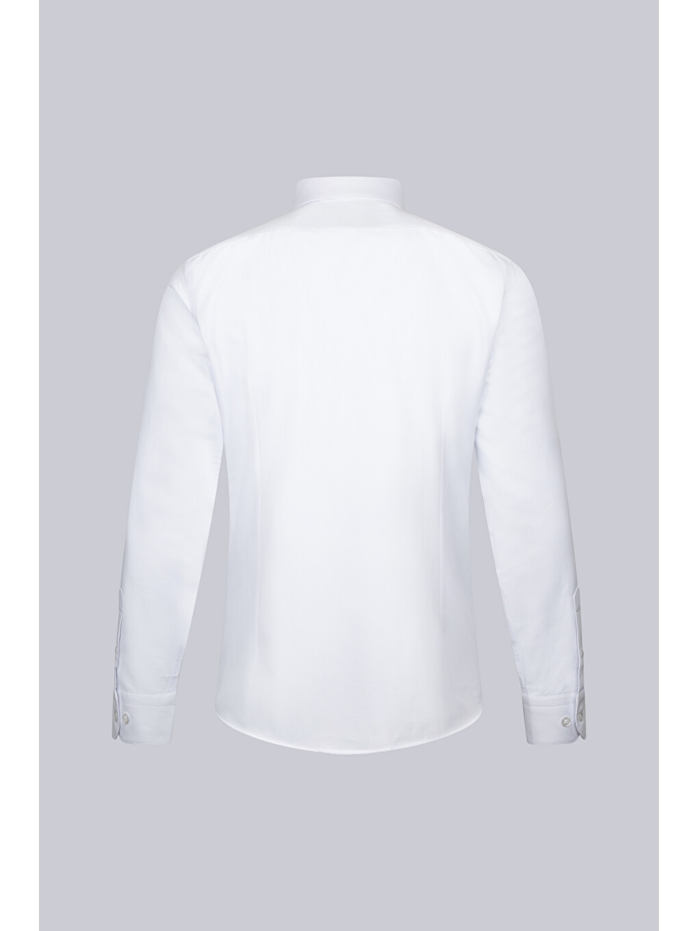 Beyaz Slim Fit Desenli Slim Yaka Pamuklu Uzun Kollu Klasik Gömlek-1