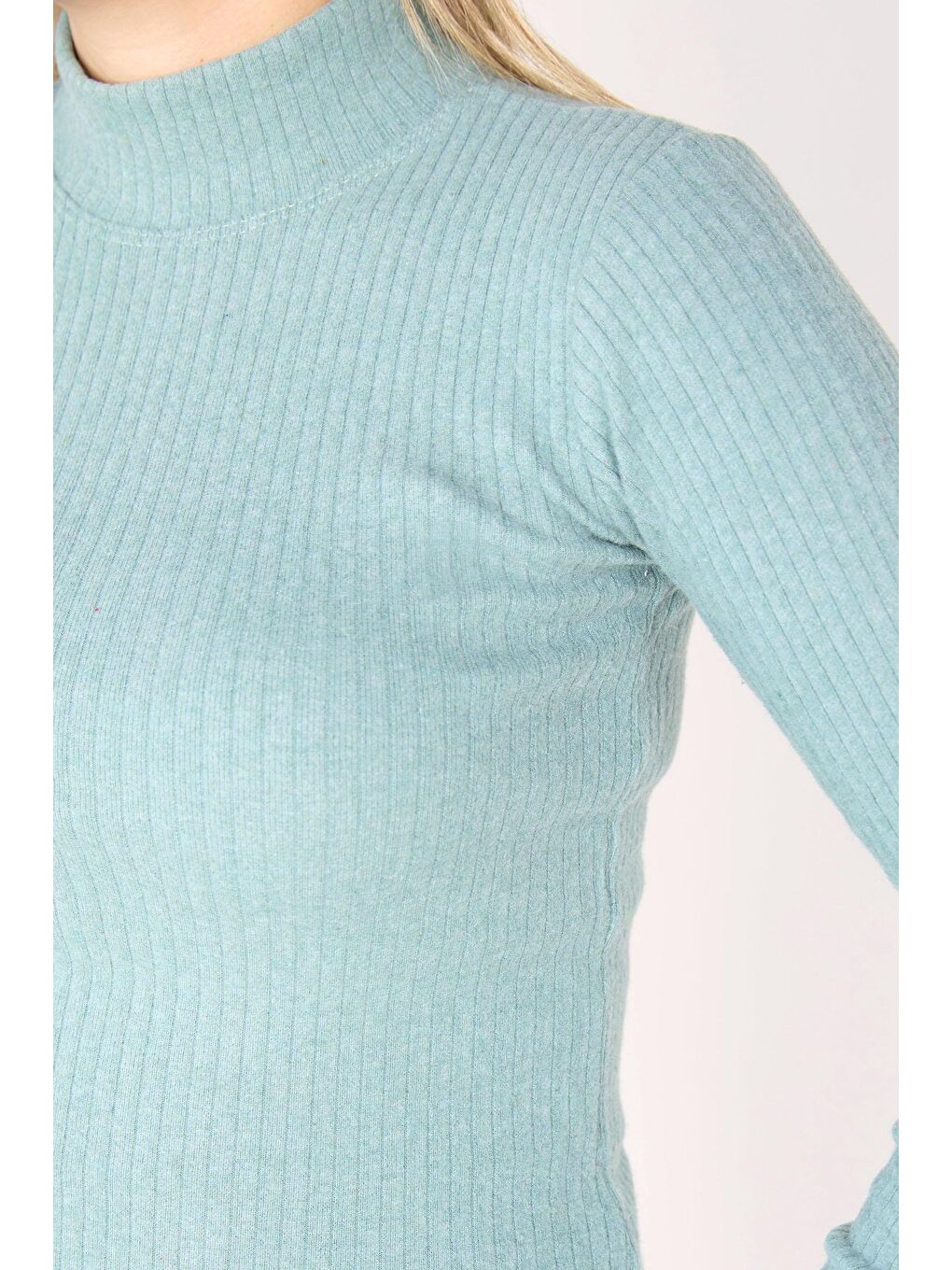 Yarım Balıkçı Yaka Kadın Yeşil Crop - 23135-4