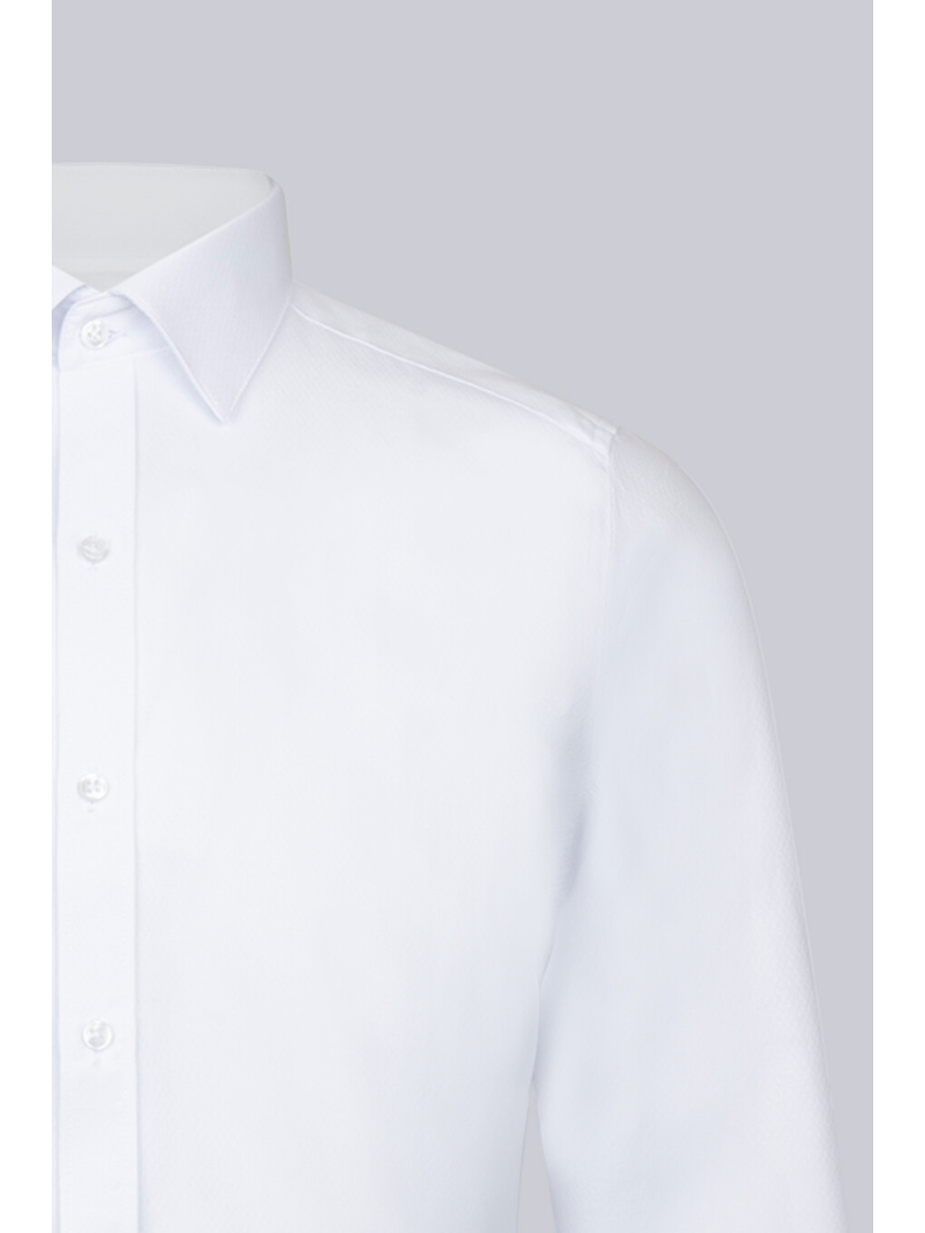 Beyaz Slim Fit Desenli Slim Yaka Pamuklu Uzun Kollu Klasik Gömlek-2