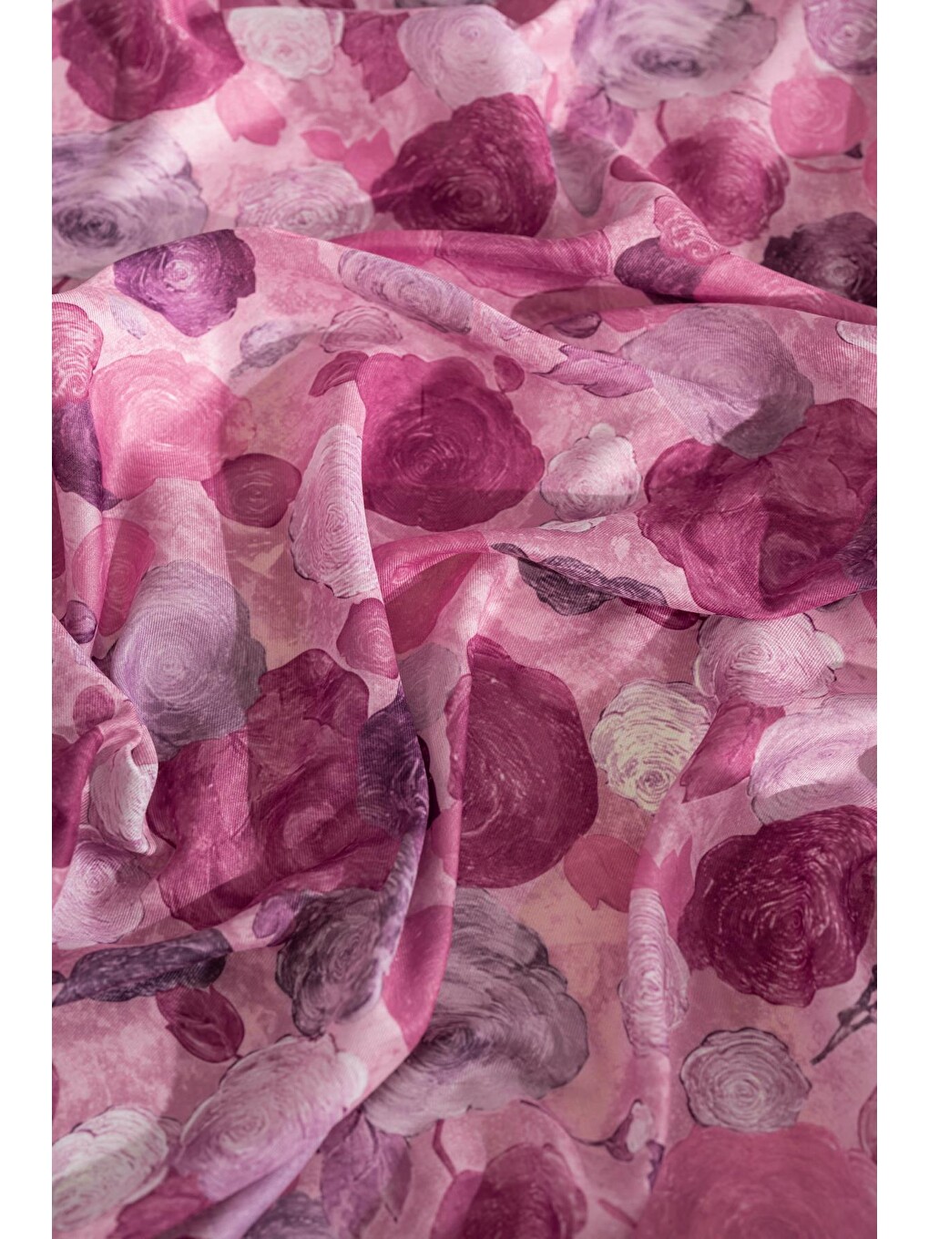 Pembe Gül Desenli Soft Eşarp Karia-3