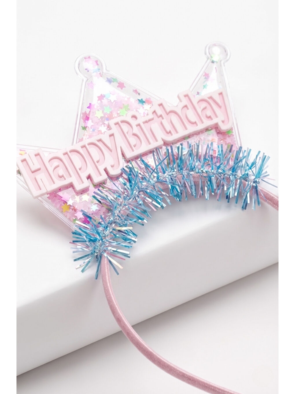 Karışık Çok Renkli Pullu Happy Birthday Yazılı Kız Çocuk Parti Tacı-1