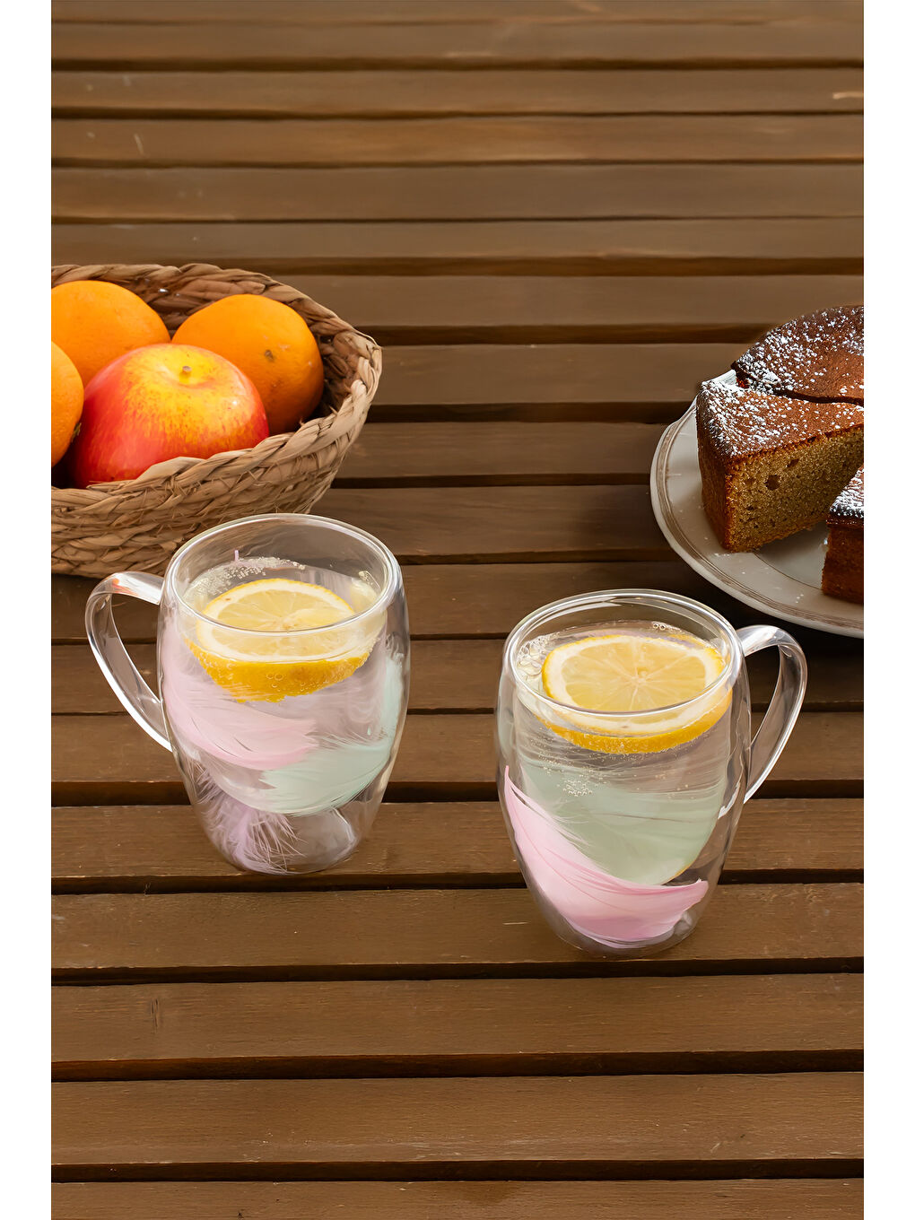 Renksiz 16796 Double Feather Çift Cidarlı Kupa 2 Adet 350 ml-1