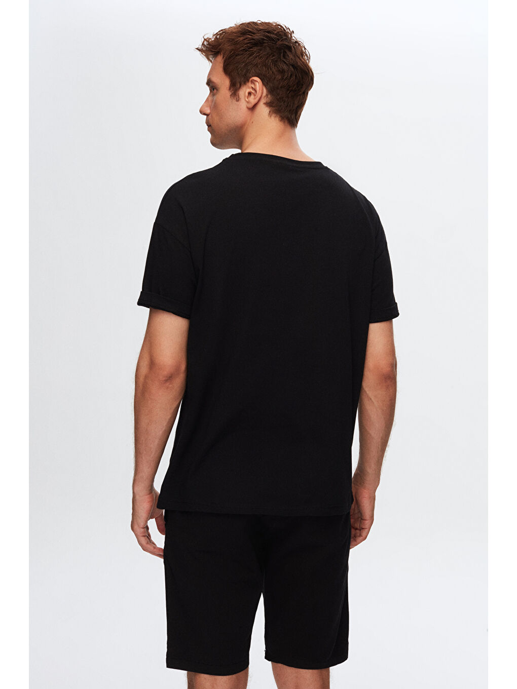 Comfort Siyah Bisiklet Yaka %100 Pamuk T-Shirt-2