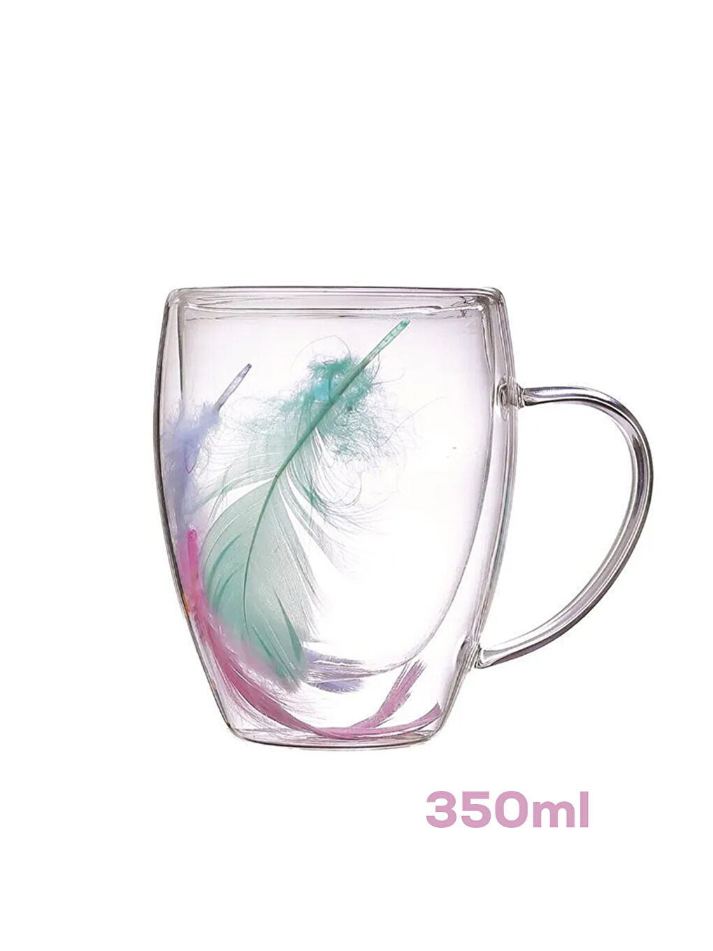 Renksiz 16796 Double Feather Çift Cidarlı Kupa 2 Adet 350 ml-2