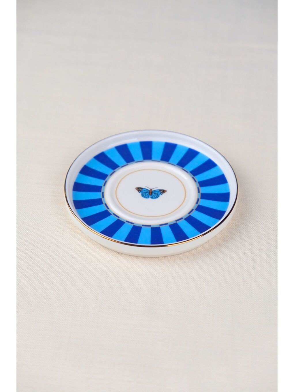 Karışık Porselen Butterfly Collection Altın Yaldızlı Çay Tabağı 11,8cm Mavi Tekli-2