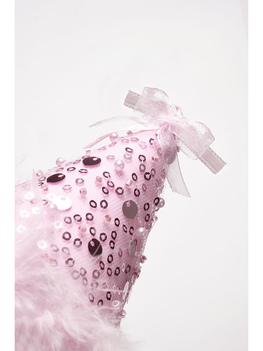 Pembe Fiyonk Detaylı Pullu Kız Çocuk Klipsli Doğum Günü Huni Taç-5