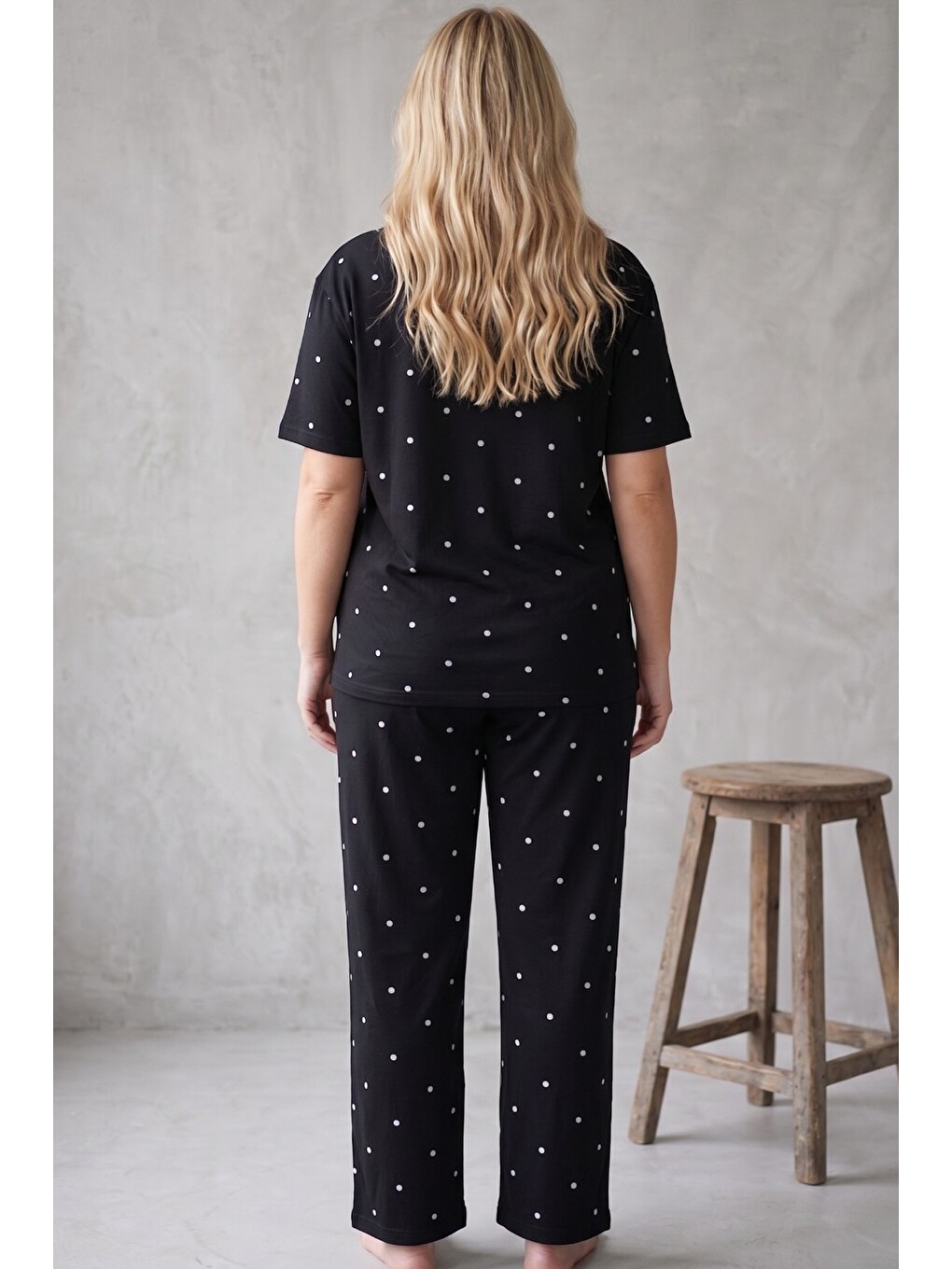 Karışık Büyük Beden Battal Örme Pijama Takım 7614-2