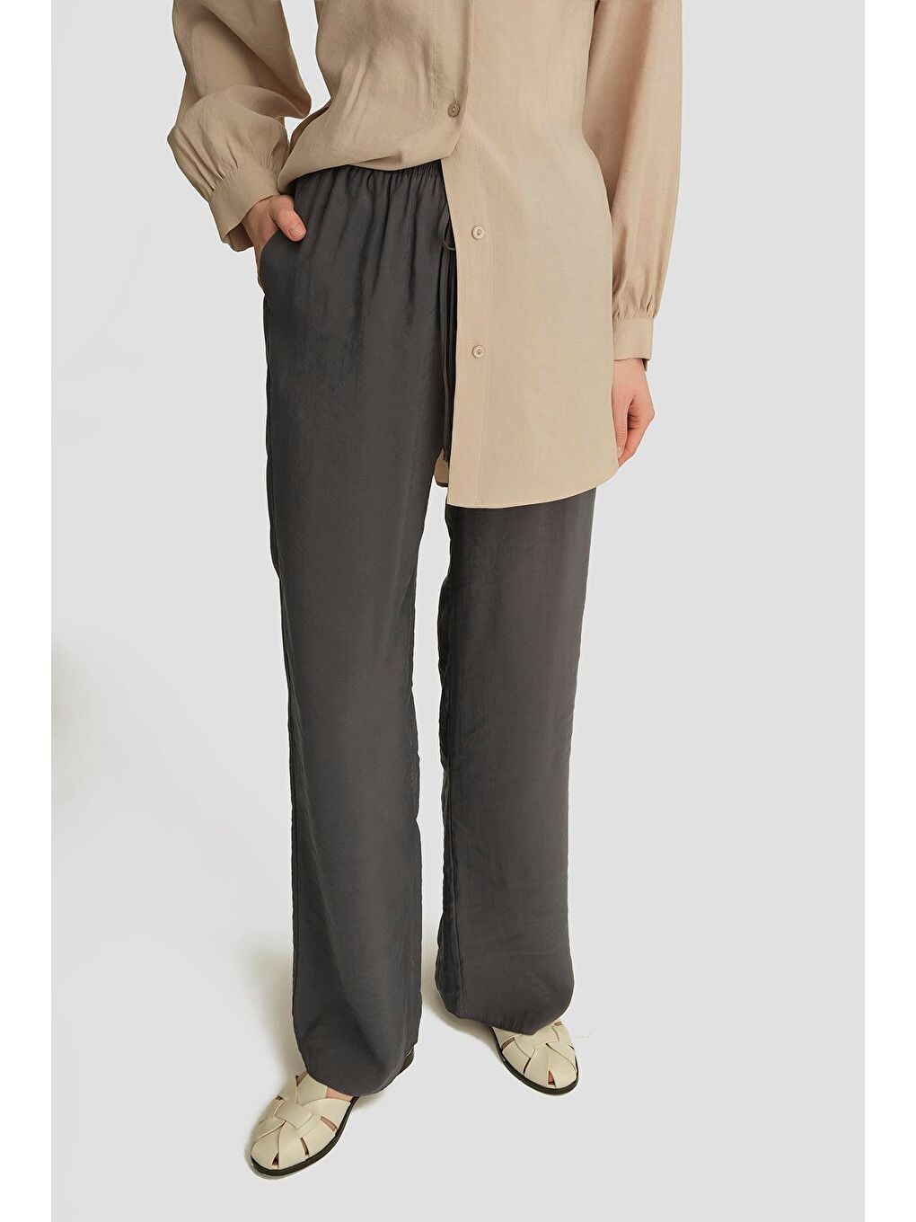 Gri Modal Straight Pantolon 25Yd4224-2 Antrasit-2