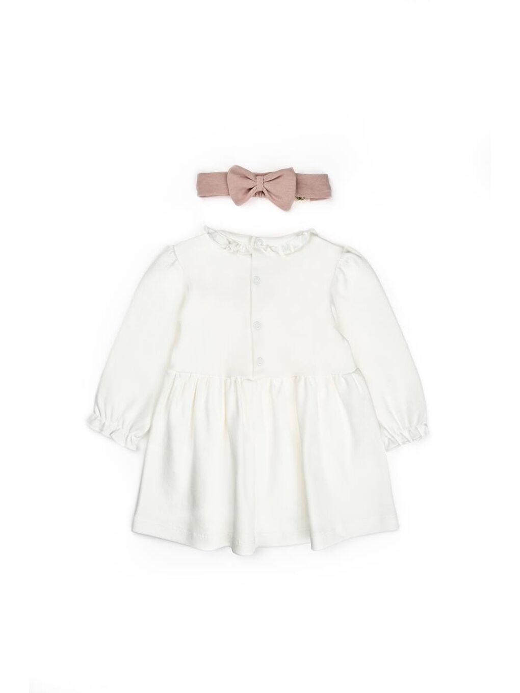 Ekru Bebek Elbise %100 Organic Pamuk Yenidoğan Serisi-CSY8162-1