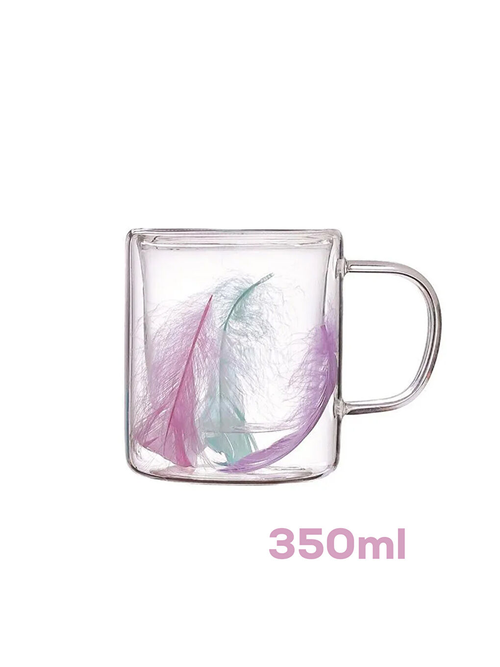 Renksiz 16792 Double Feather Çift Cidarlı Kupa 2 Adet 300 ml-1