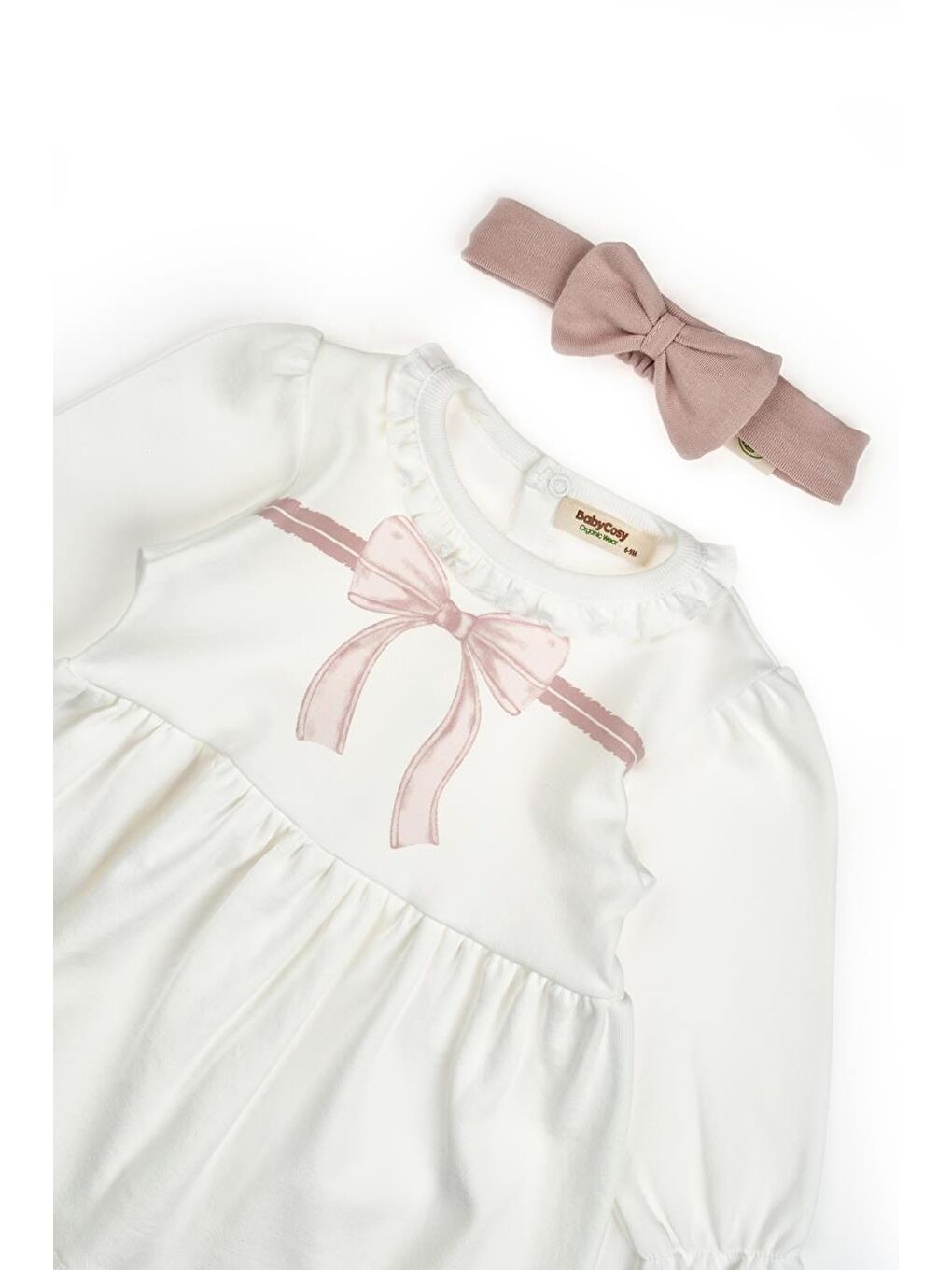 Ekru Bebek Elbise %100 Organic Pamuk Yenidoğan Serisi-CSY8162-2