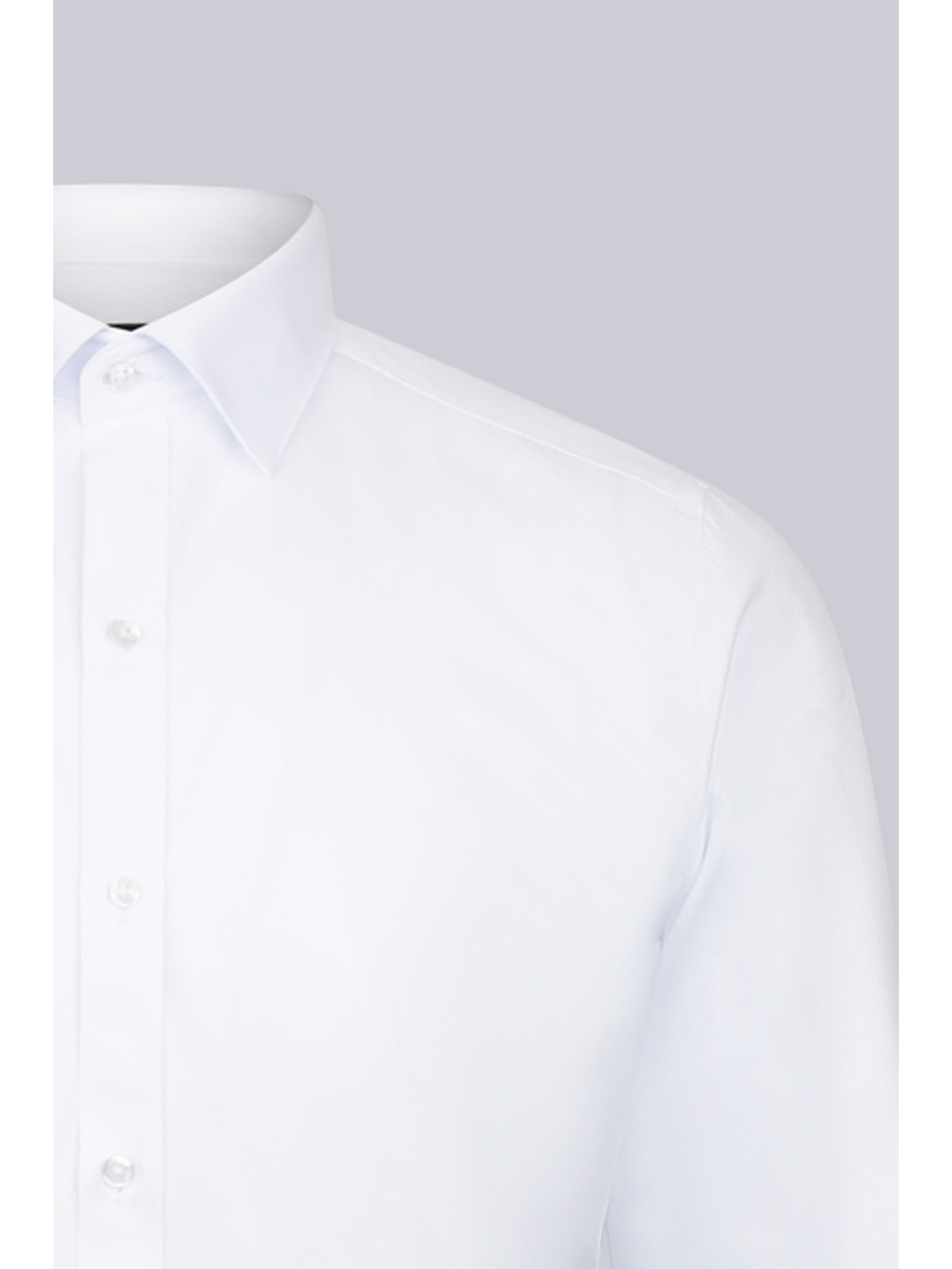 Beyaz Slim Fit Desenli Slim Yaka Pamuklu Uzun Kollu Klasik Gömlek-2