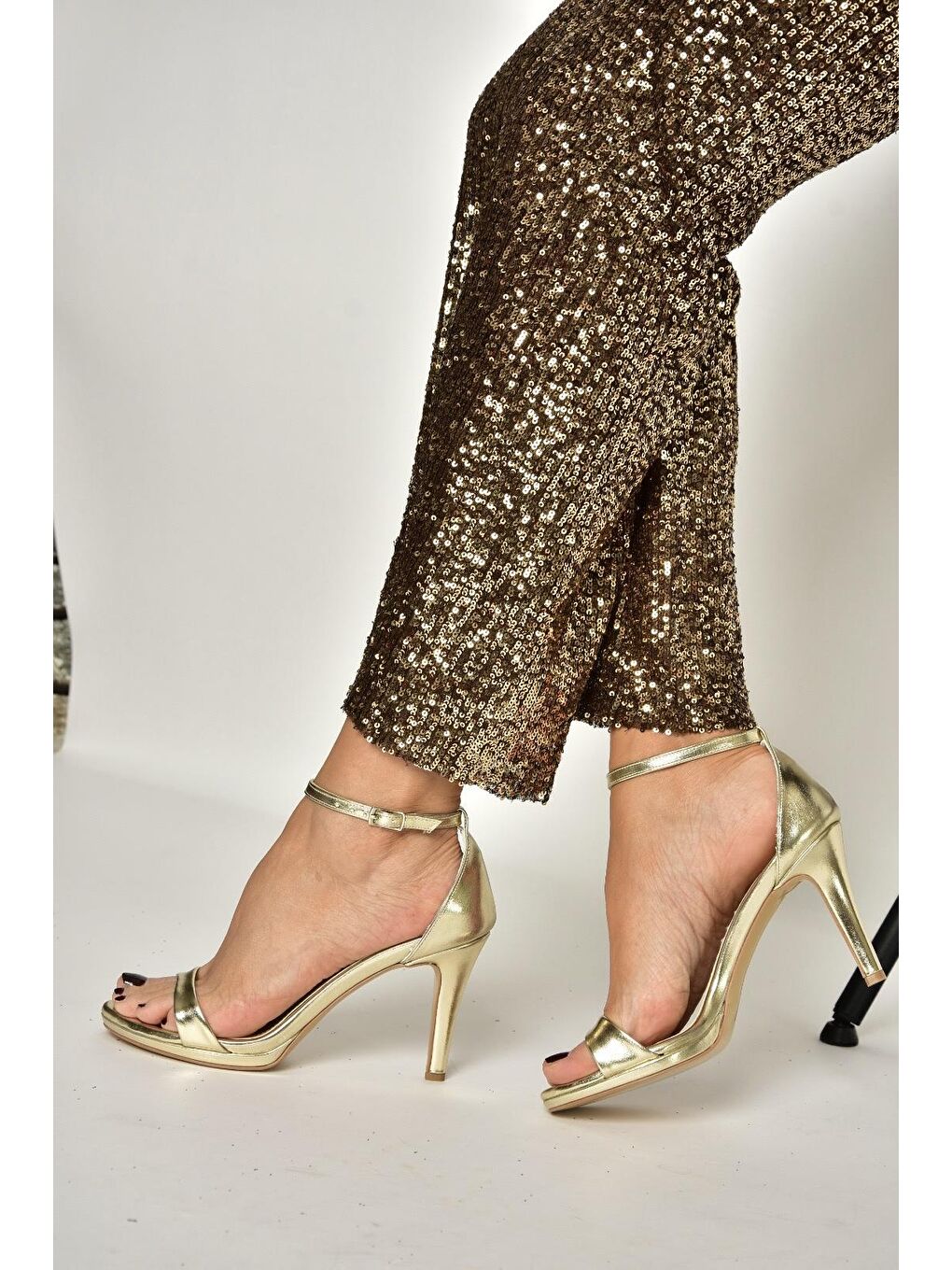 Sarı Altın Kadın Topuklu Ayakkabı Y569716909-1