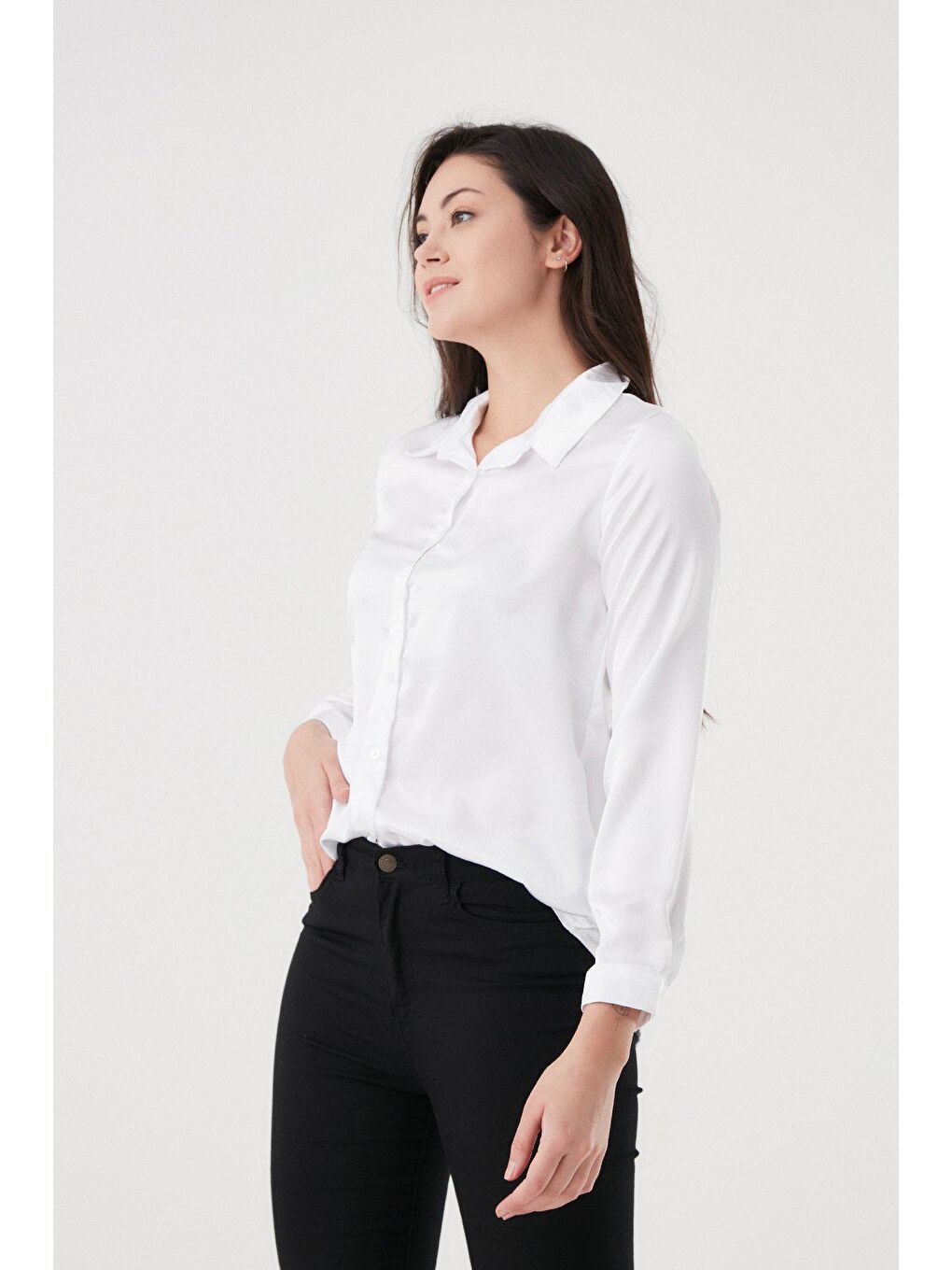 Beyaz Saten Gömlek-2