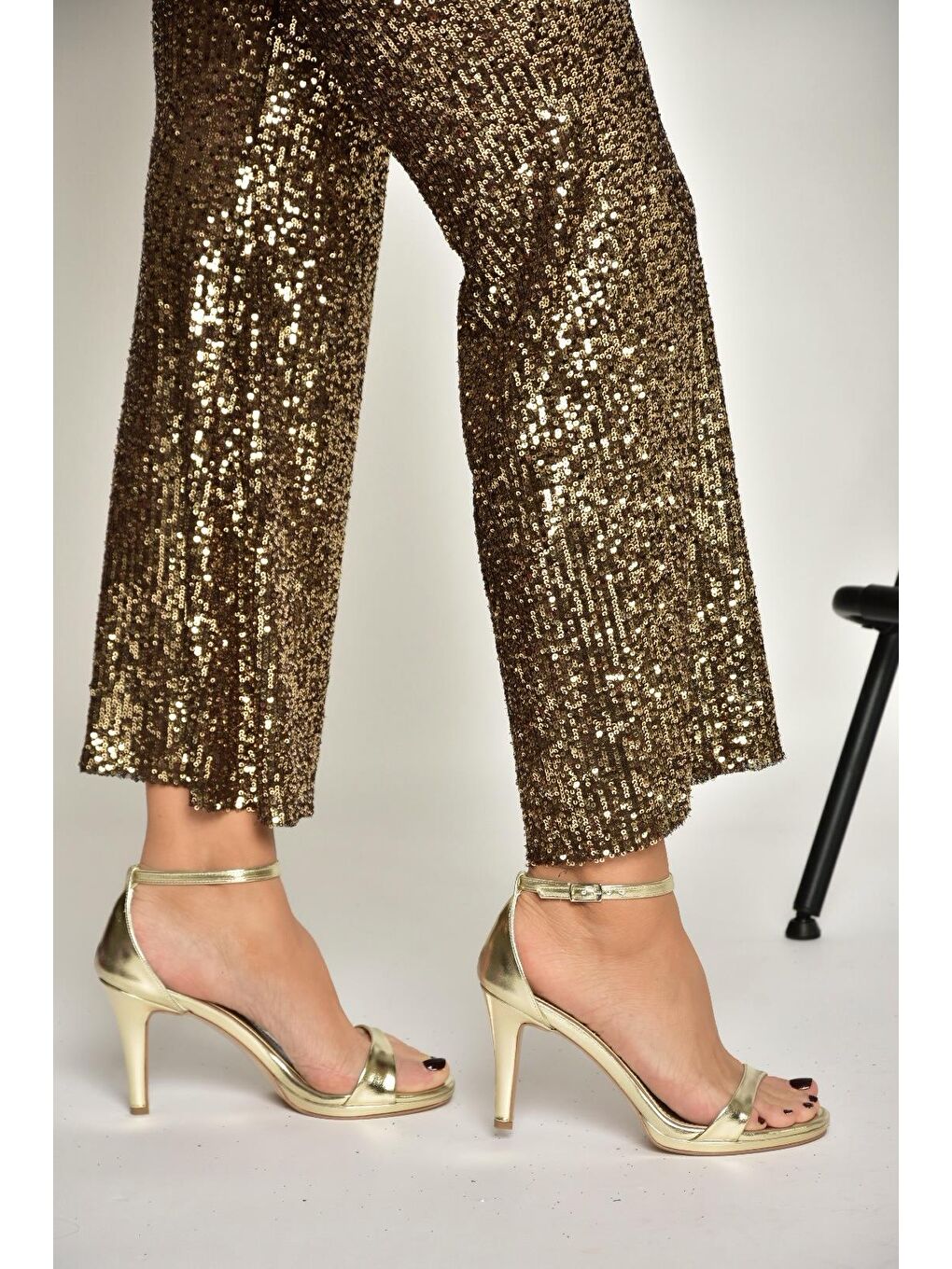 Sarı Altın Kadın Topuklu Ayakkabı Y569716909-2