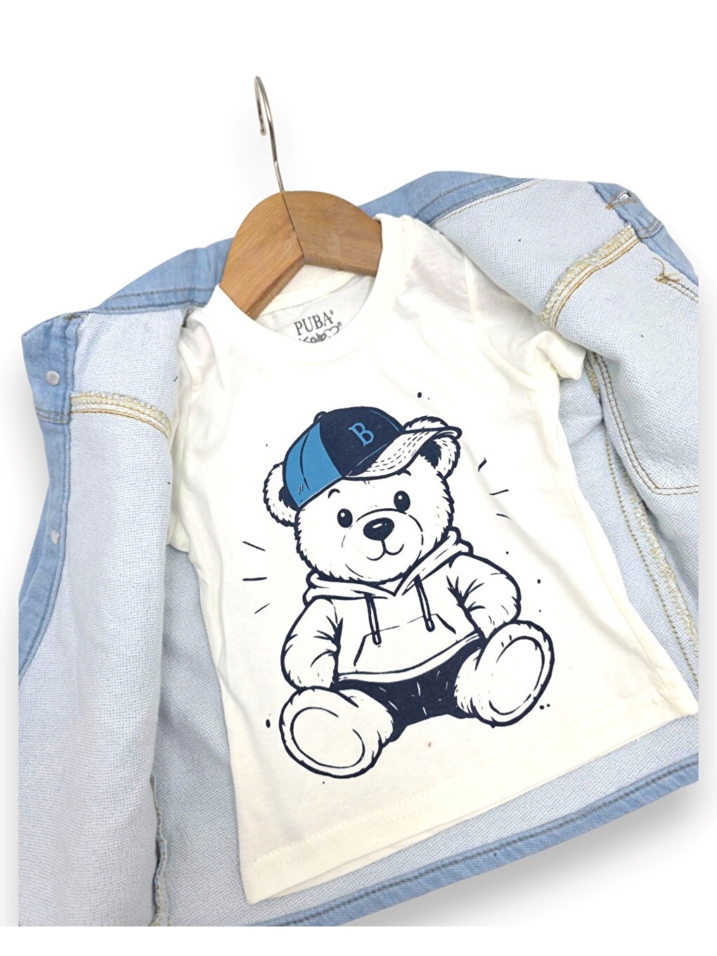 Mavi Erkek Çocuk 1-2-3-4-5 Yaş 3'lü Jean Takım, Jean Ceket, T-shirt Ve Pantolonlu 3'lü Takım-4