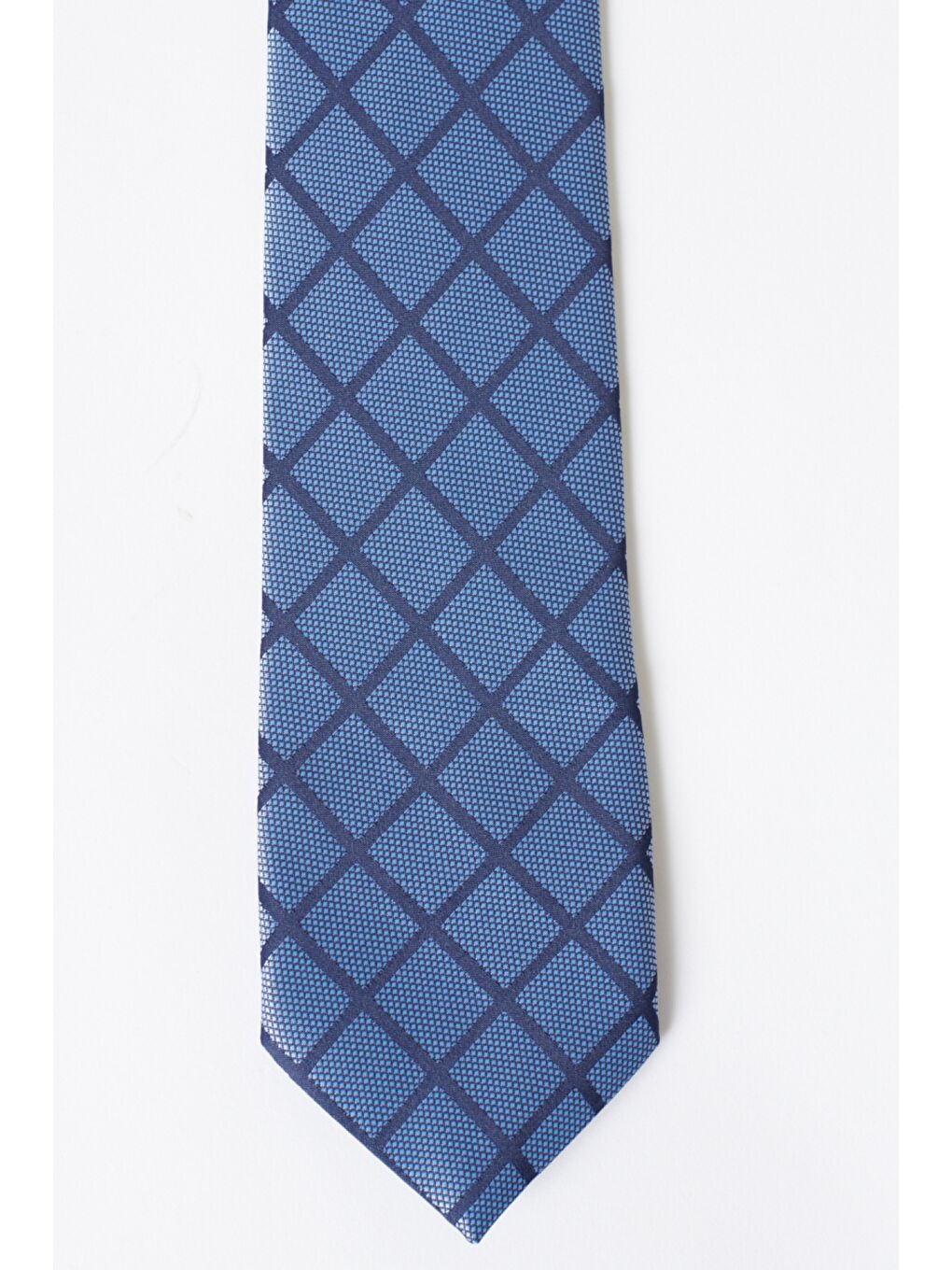 Erkek Mavi-Lacivert Desenli Mavi Lacivert Klasik Kravat-1