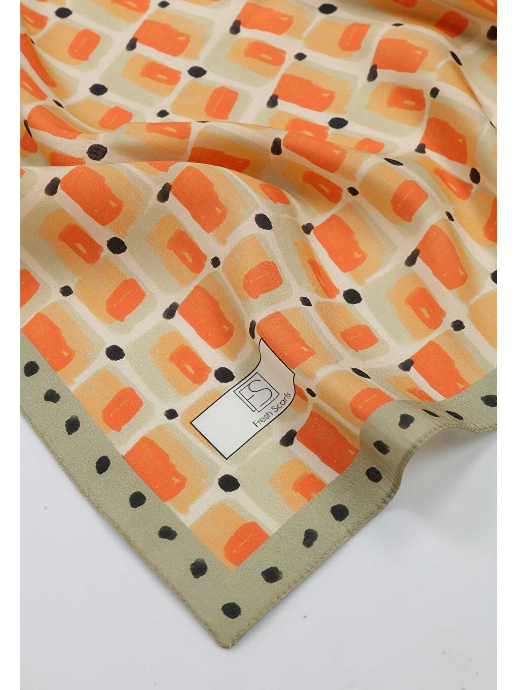 Leıla Desen Pamuk İpek Eşarp Soft Yeşil-2