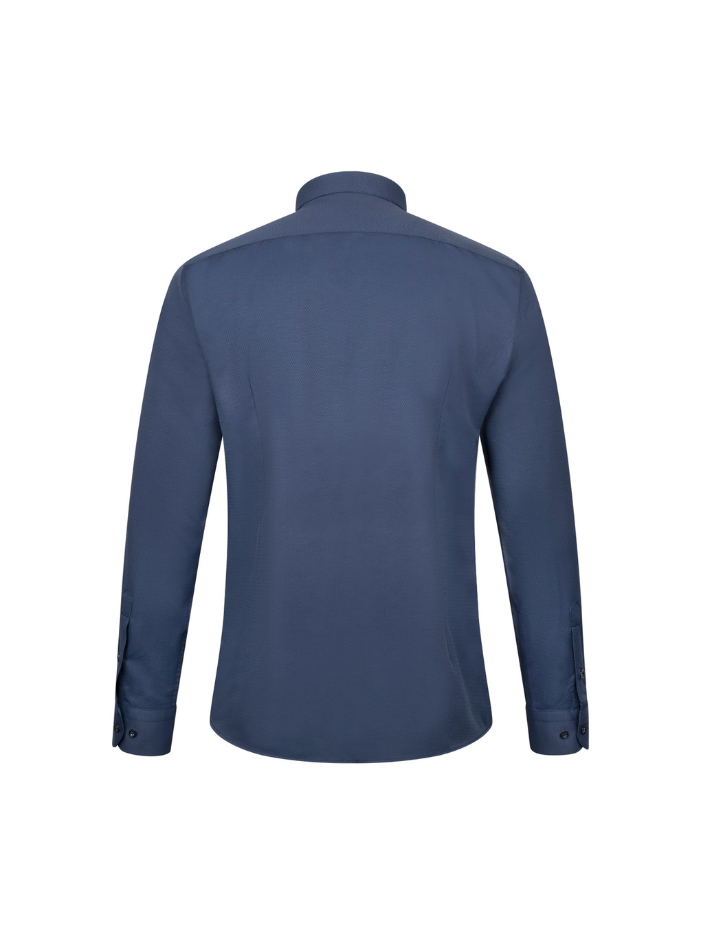 Lacivert Slim Fit Desenli Slim Yaka Pamuklu Uzun Kollu Klasik Gömlek-1