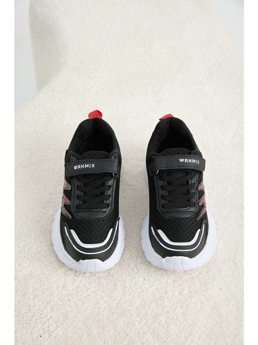 Çocuk Unisex Siyah Rahat Kalıp Nefes Alabilen Cırtlı Sneaker-2