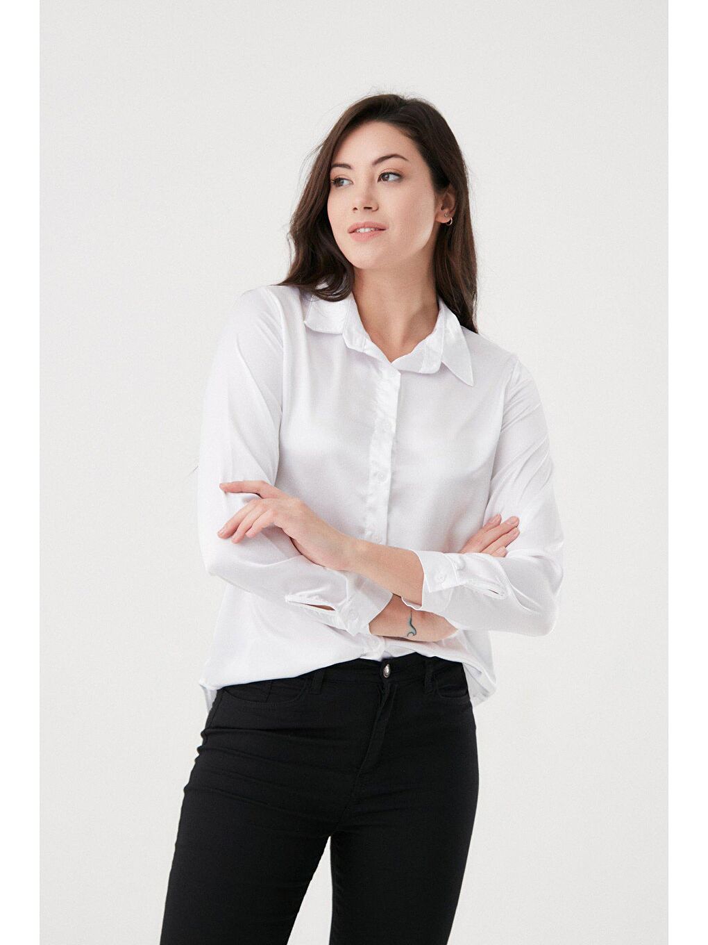 Beyaz Saten Gömlek-3