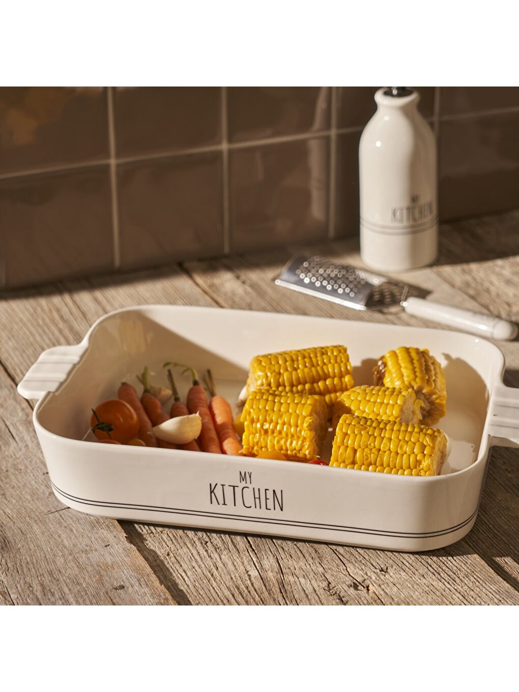 My Kitchen Porselen Fırın Kabı Büyük Boy Beyaz (34,5x21,8x6,2 cm)-4