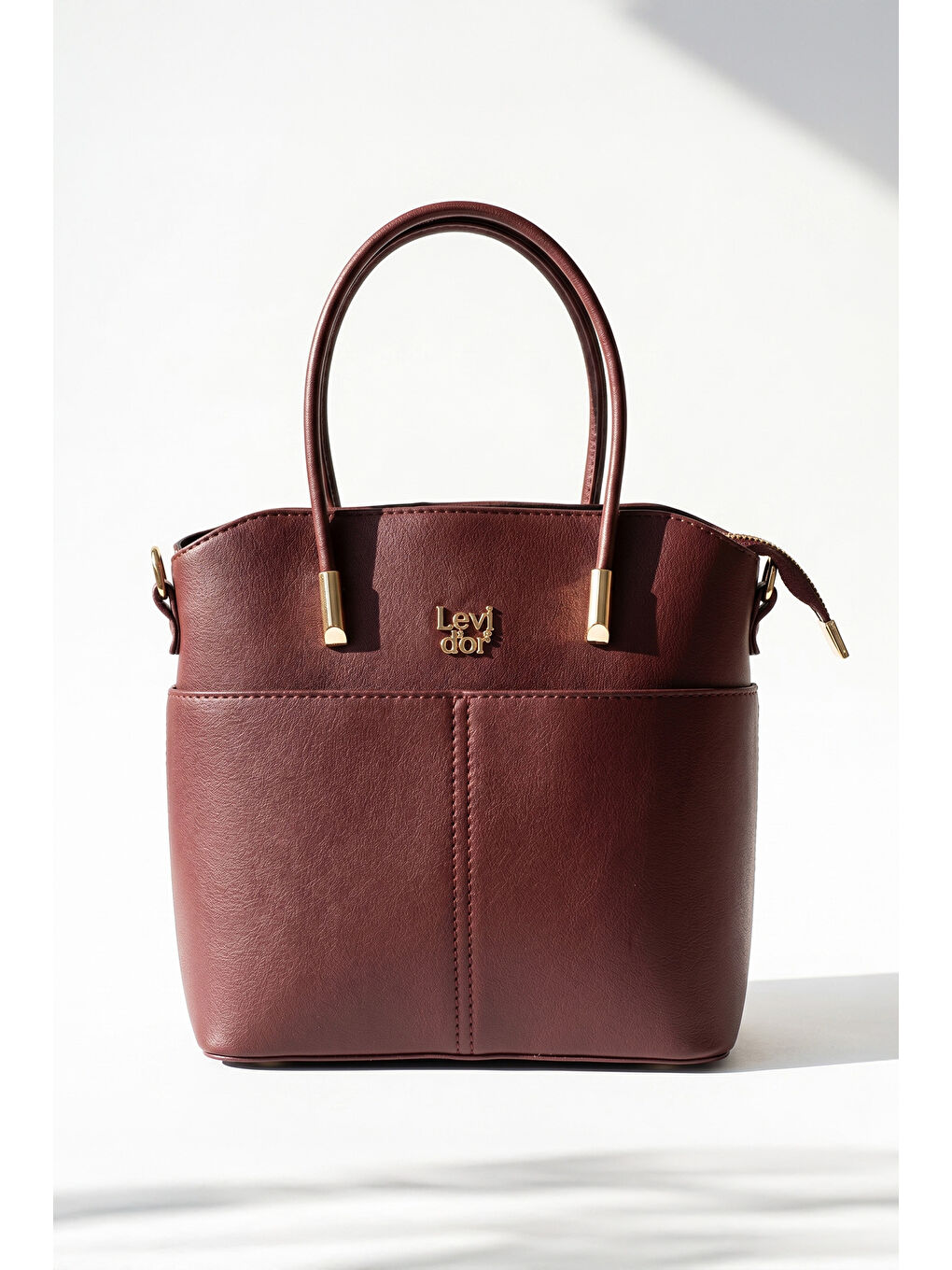 Kalın Askılı Önü Göz Detay Deri Çanta 930926 Bordo-2