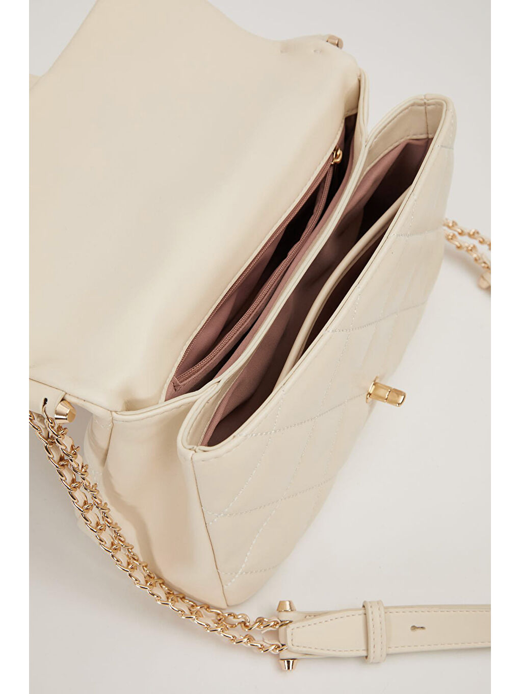 Ekru İnci Detay Küçük Boy Deri Çanta 930865 Krem-1