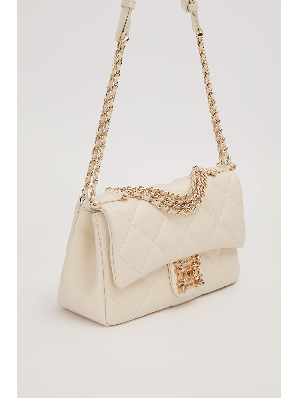 Ekru İnci Detay Küçük Boy Deri Çanta 930865 Krem-2