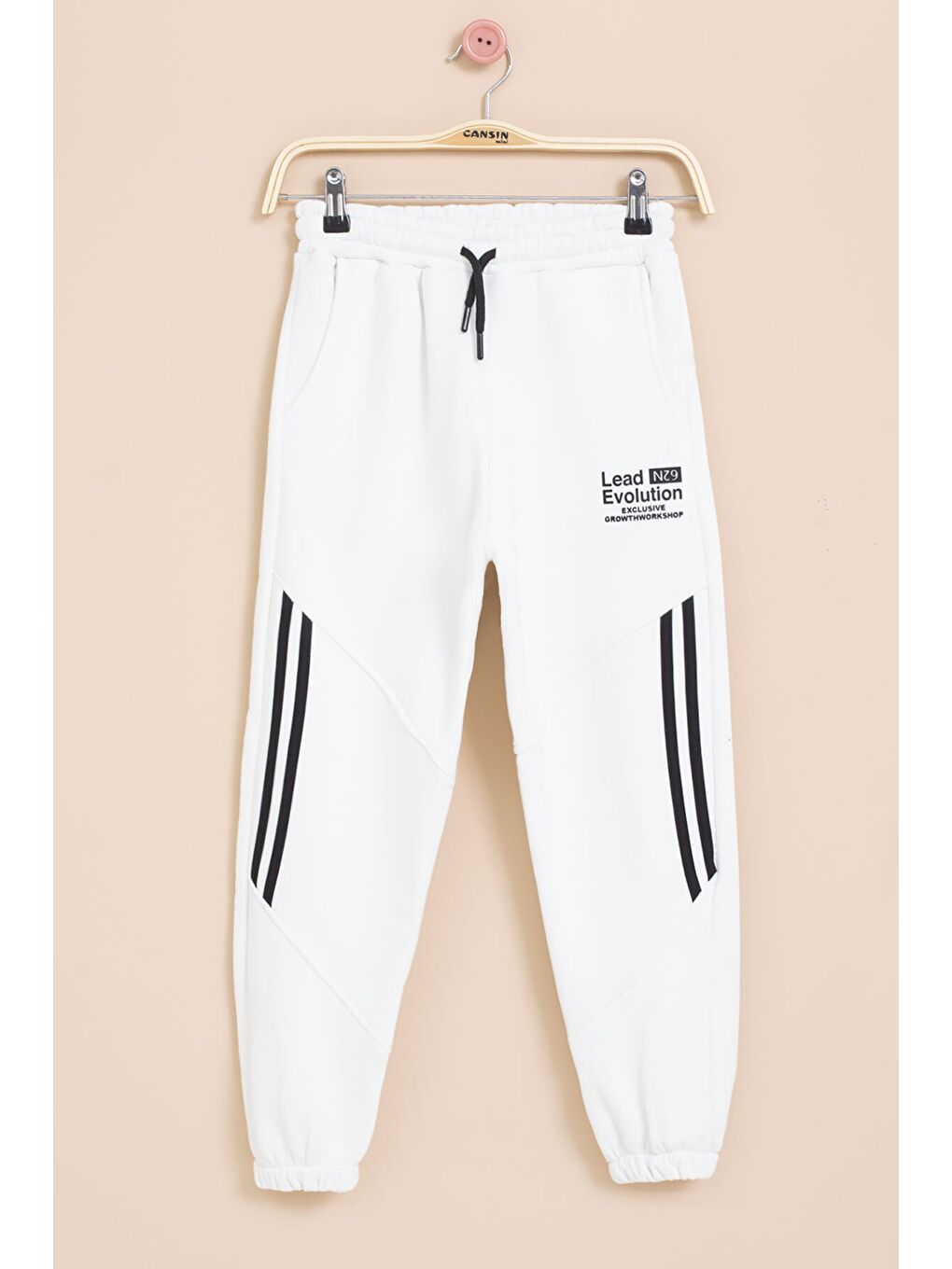 Beyaz Şerit Detaylı Yazı Baskılı Beli Lastikli Erkek Çocuk Eşofman Altı 21454