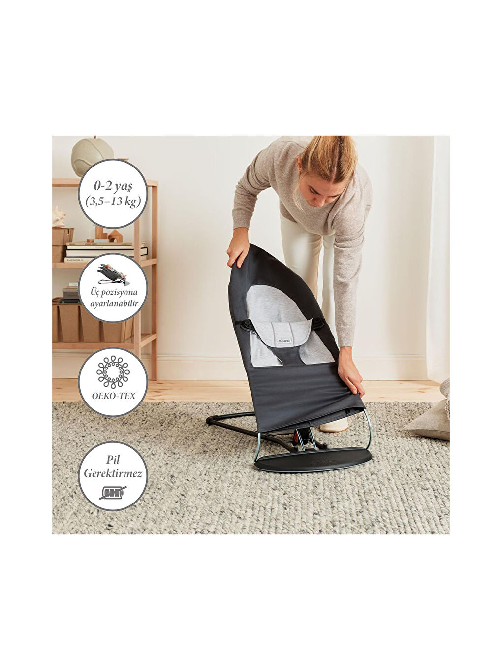 Balance Soft Ana Kucağı Woven Pamuk Dark Grey-1