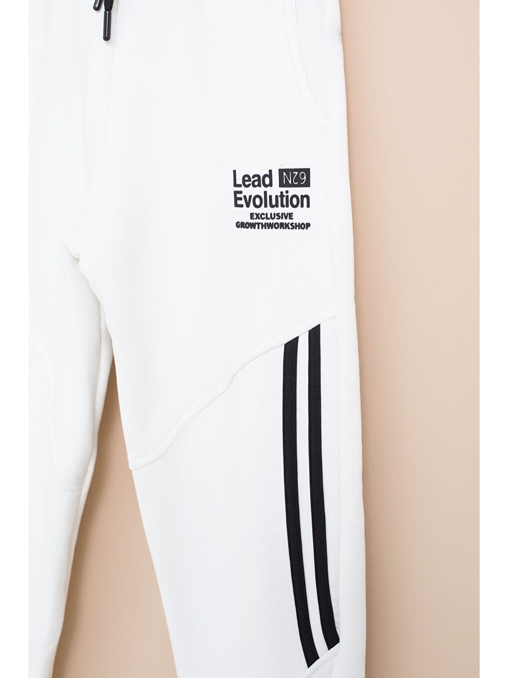 Beyaz Şerit Detaylı Yazı Baskılı Beli Lastikli Erkek Çocuk Eşofman Altı 21454-1