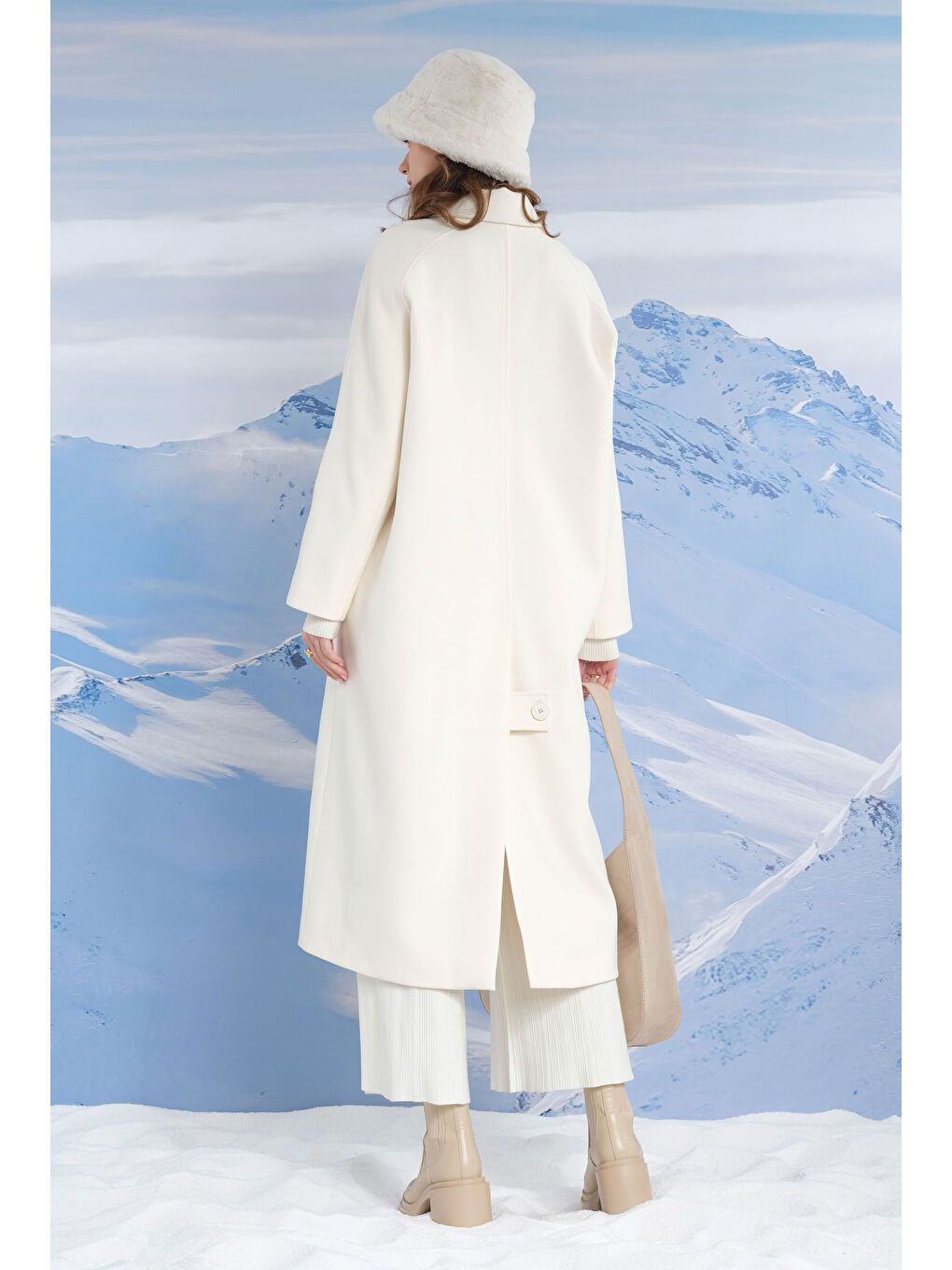 Uzun Kaşe Kaban Ekru-4