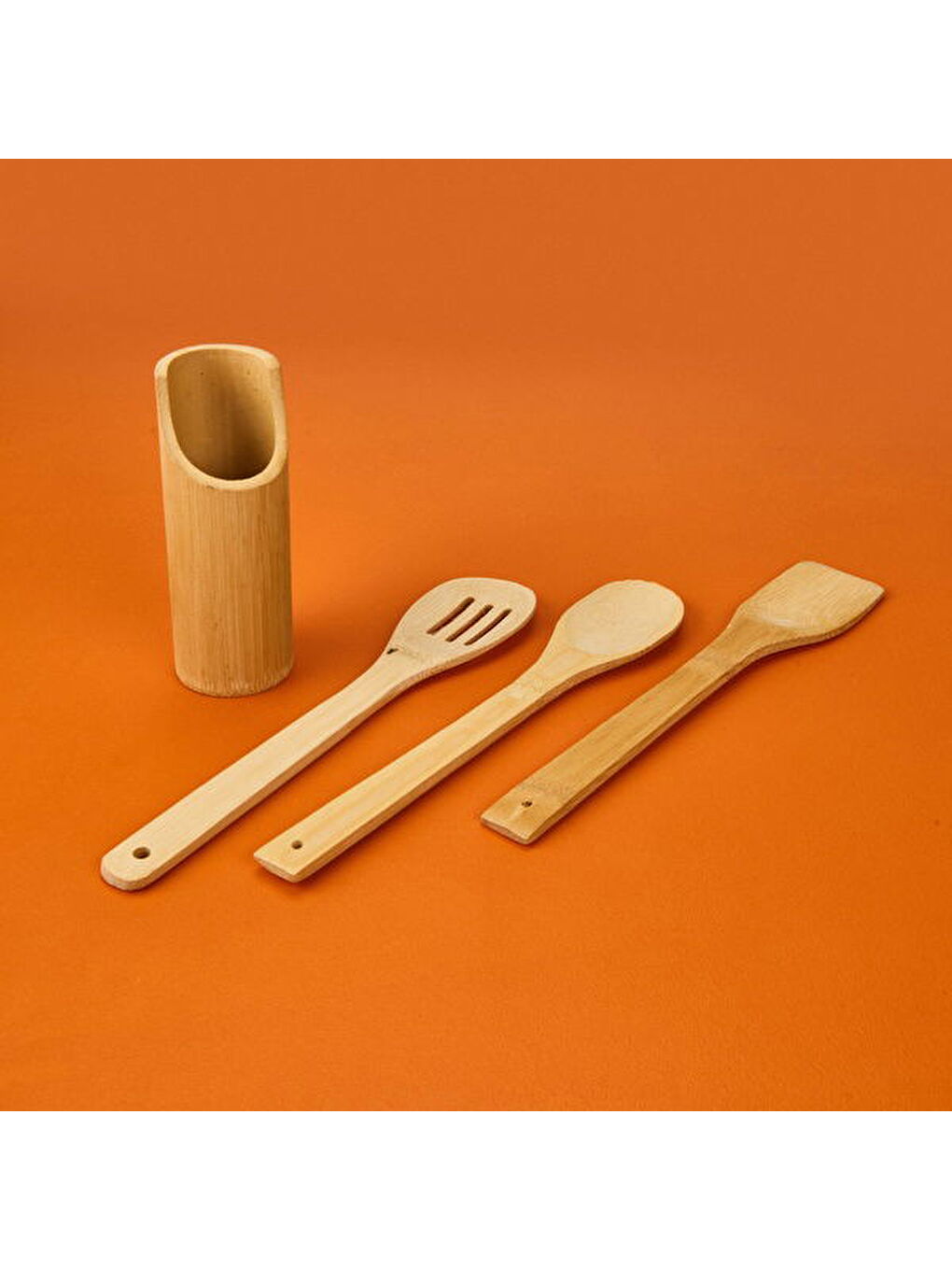 4'lü Ahşap Servis Seti - Açık Kahverengi - 20 cm-2