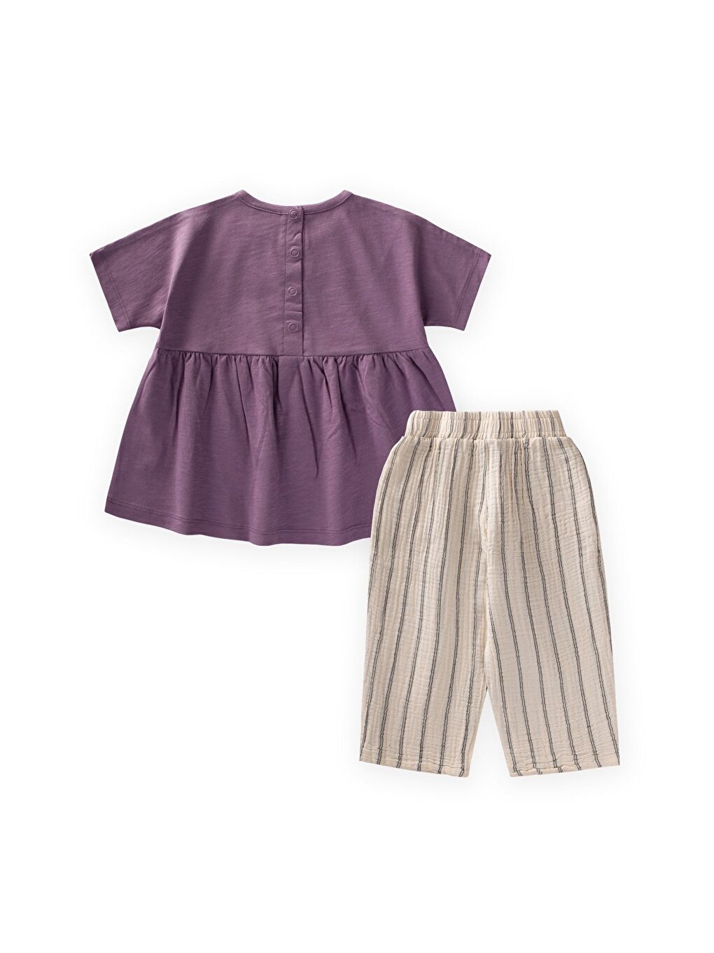 Müslin Şalvarlı Tunik Takım 1-7 Yaş Mor-1