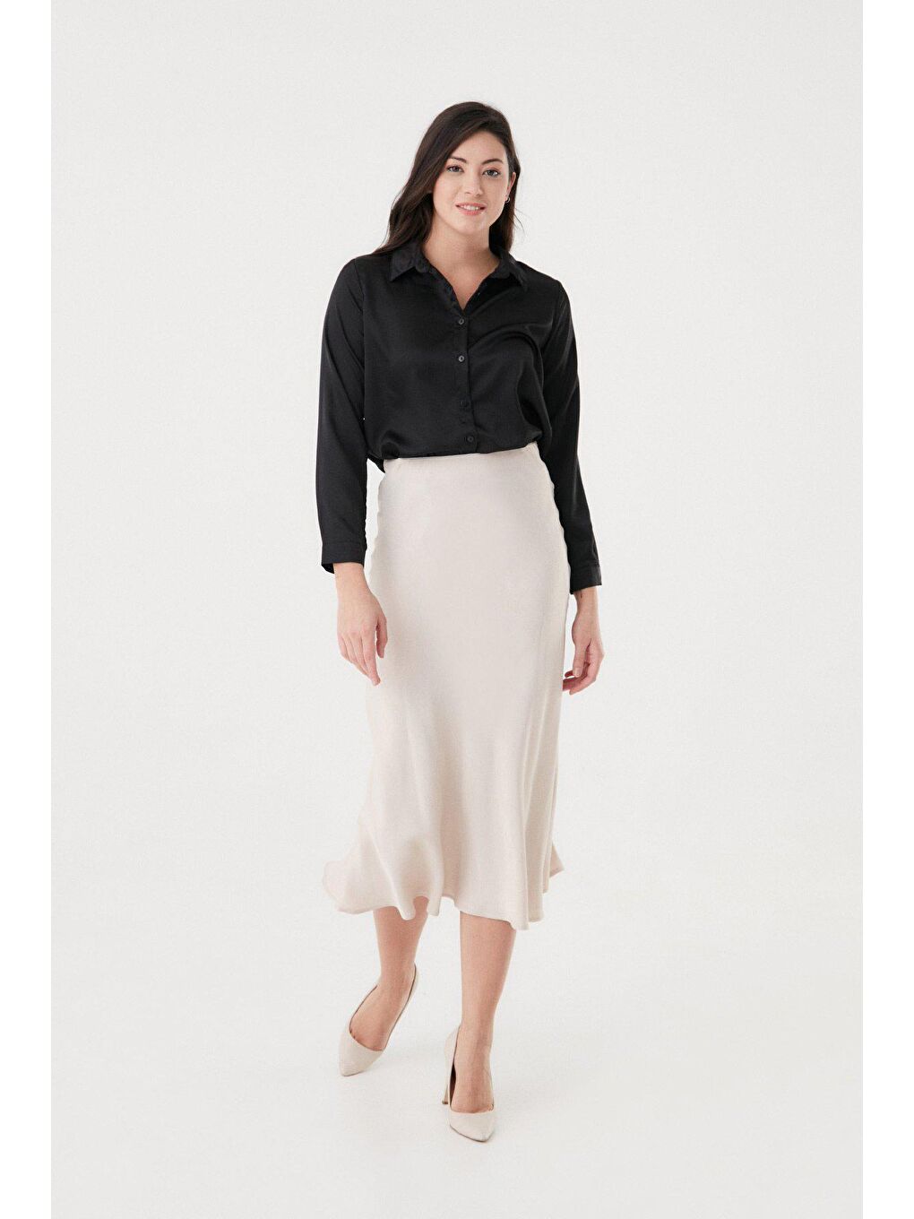 Siyah Saten Gömlek-1