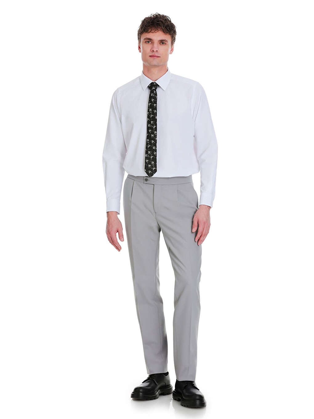 Beyaz Slim Fit 100% Pamuk Slim Yaka Pamuklu Uzun Kollu Gömlek-1