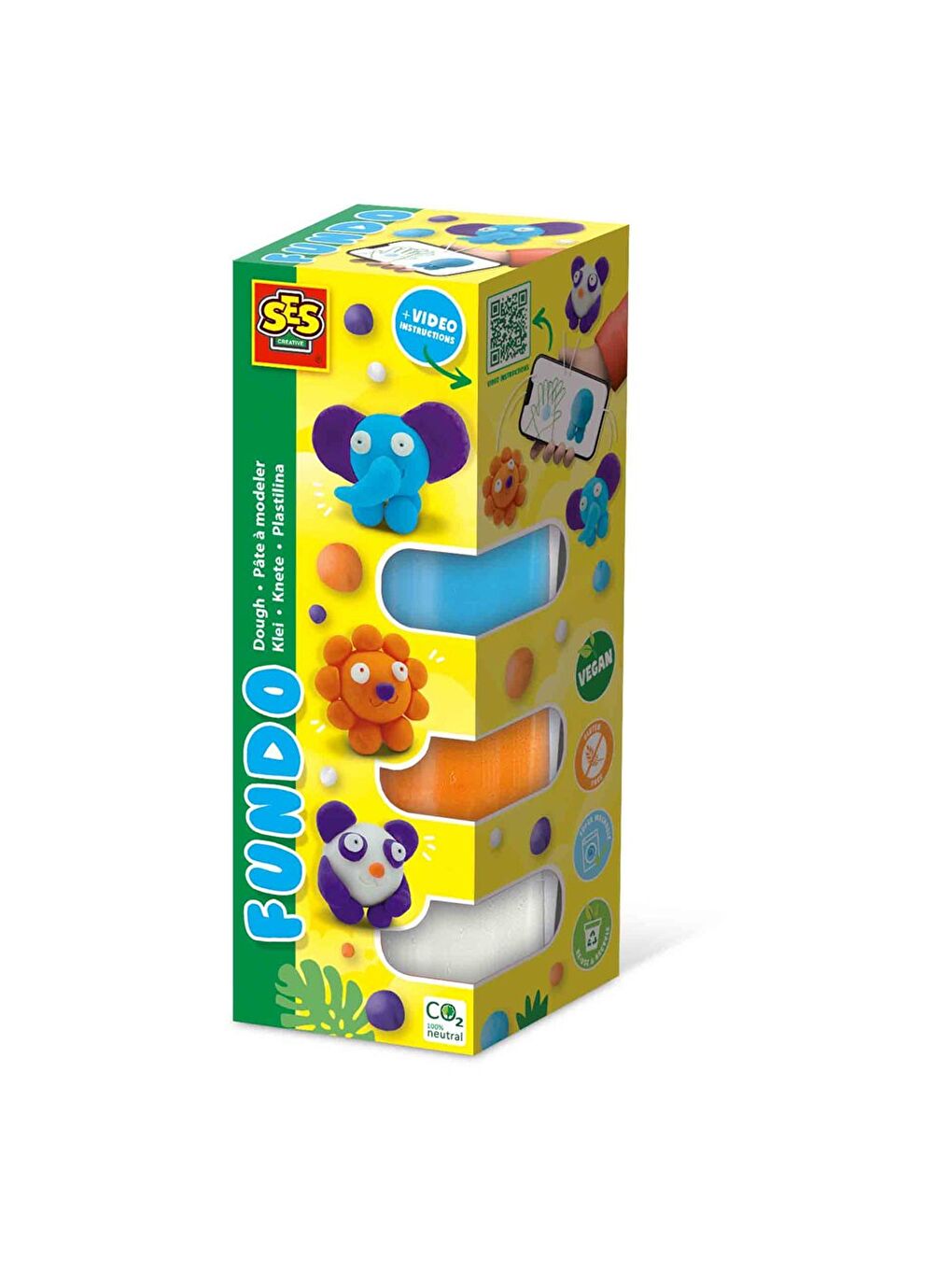 FunDo Oyun Hamuru - Vahşi Hayvanlar (3x90gr-1x40gr)