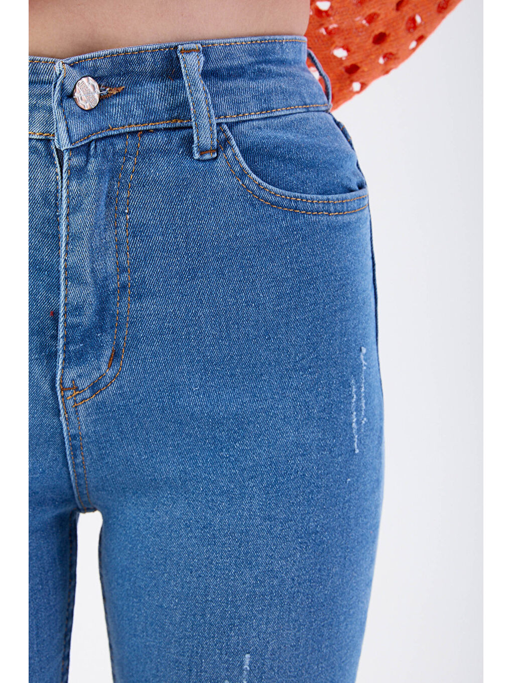 Pamuklu Flare Elastanlı Jean Pantolon Koyu Mavi   23661-2